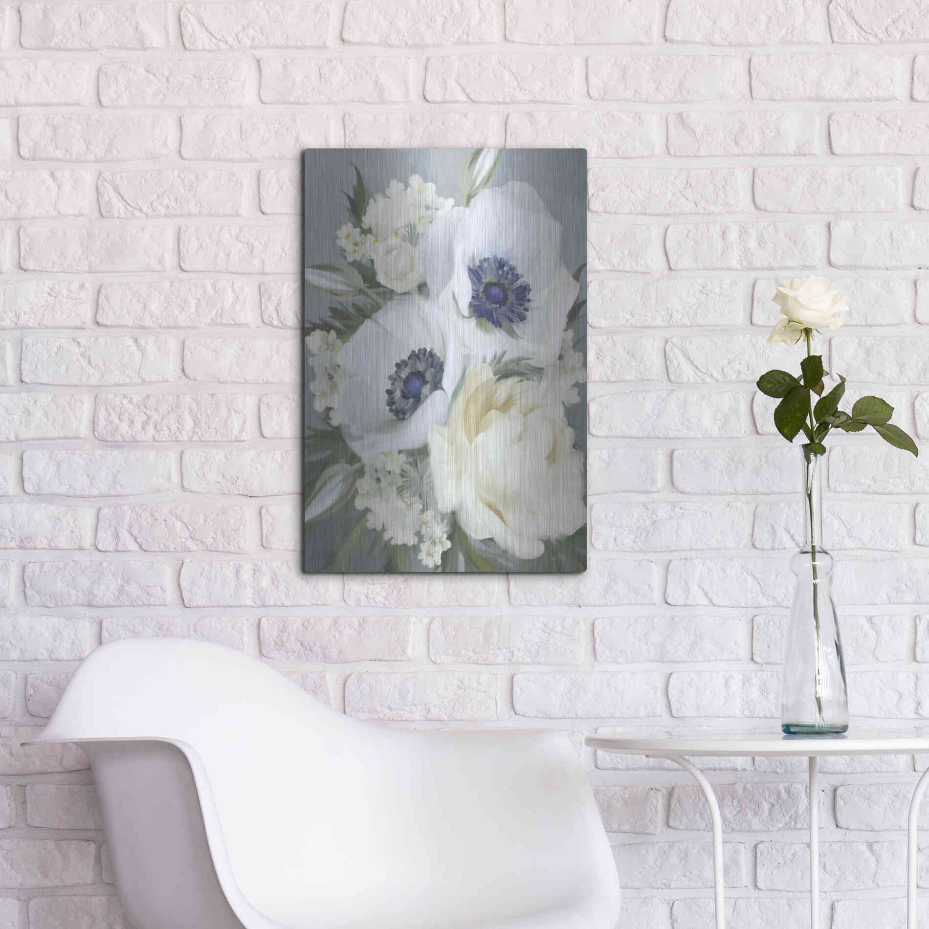 Luxe Metal Art 'Anemones in Blue III' by House Fenway, Metal Wall Art,16x24