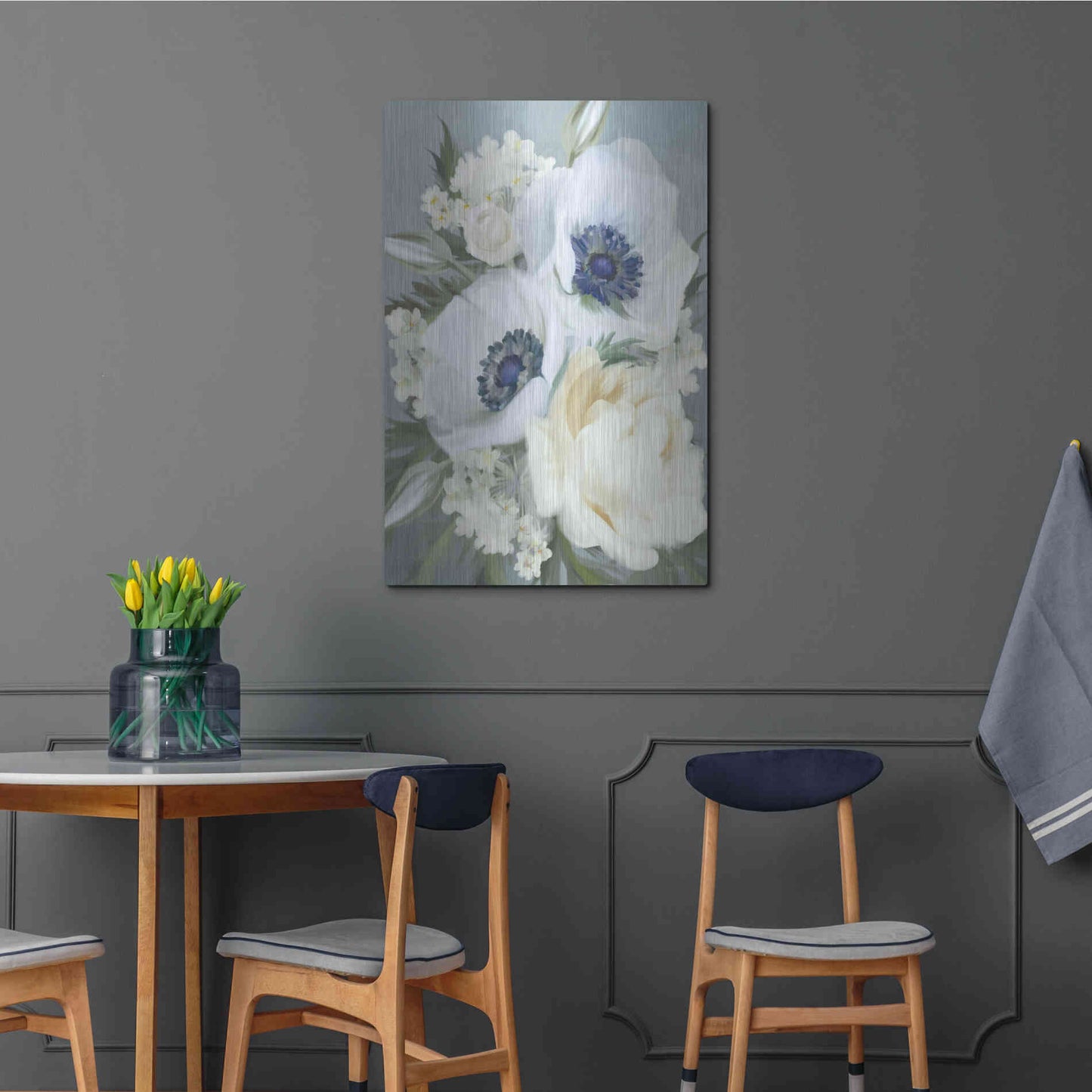 Luxe Metal Art 'Anemones in Blue III' by House Fenway, Metal Wall Art,24x36