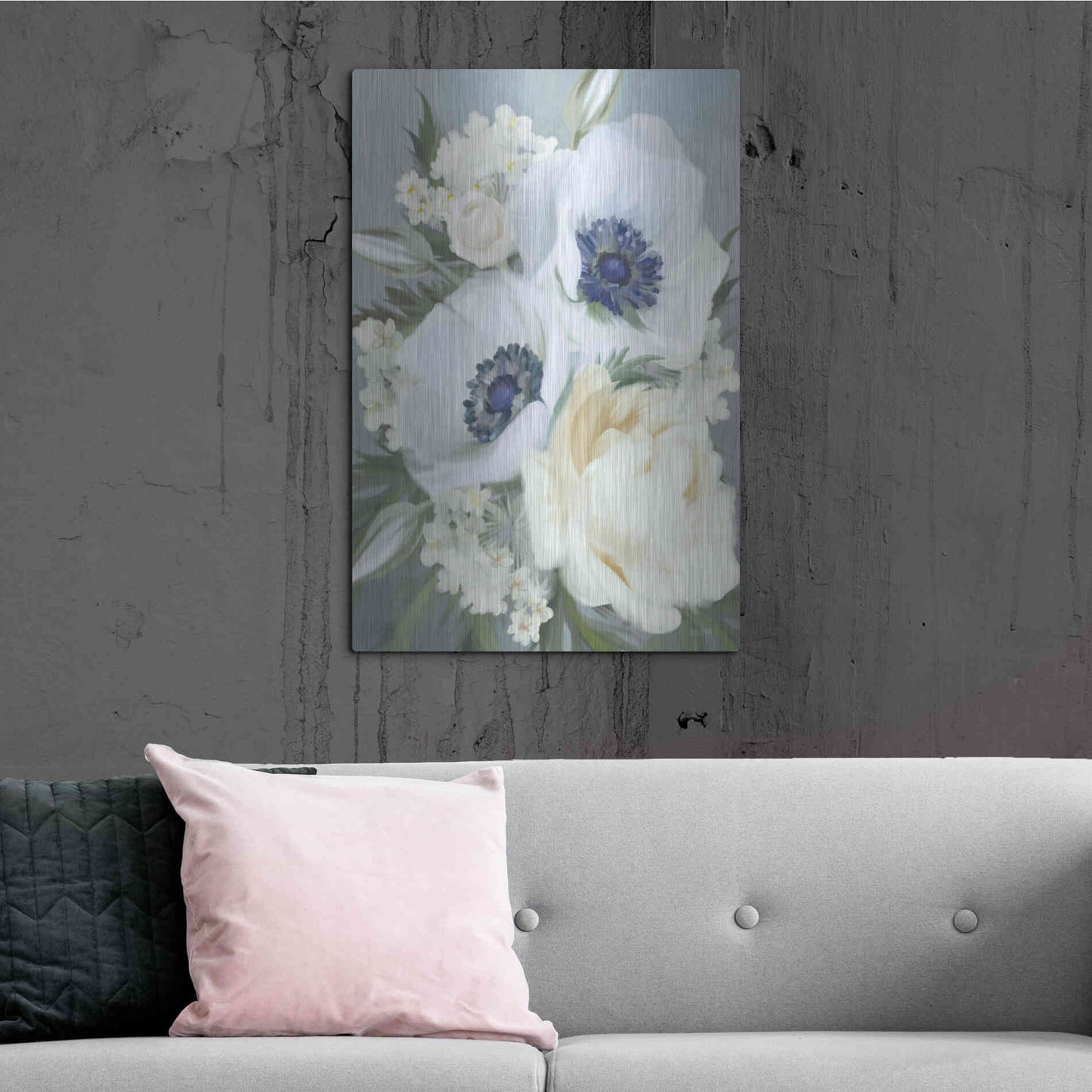 Luxe Metal Art 'Anemones in Blue III' by House Fenway, Metal Wall Art,24x36