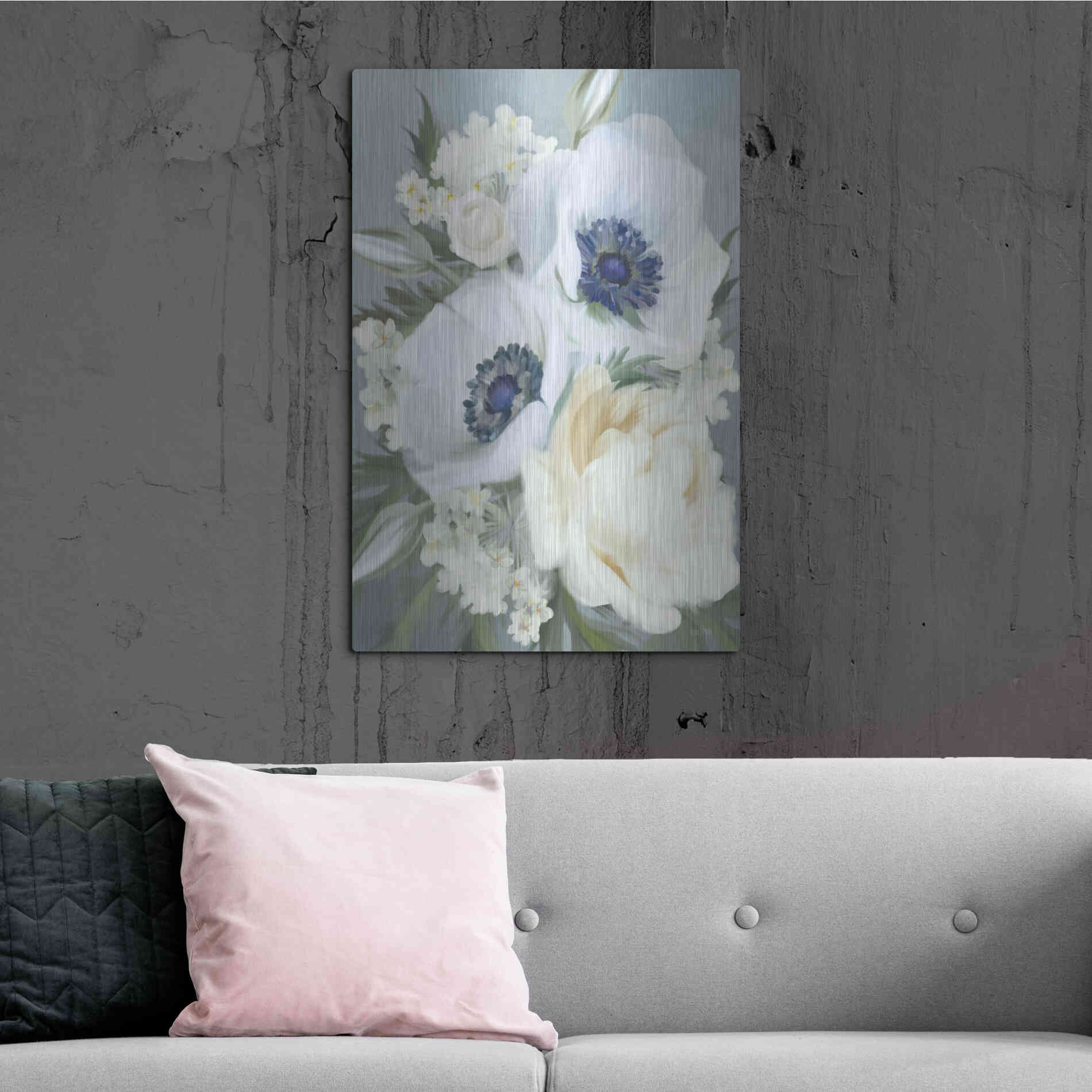 Luxe Metal Art 'Anemones in Blue III' by House Fenway, Metal Wall Art,24x36