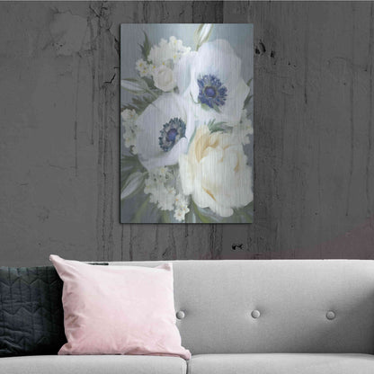 Luxe Metal Art 'Anemones in Blue III' by House Fenway, Metal Wall Art,24x36