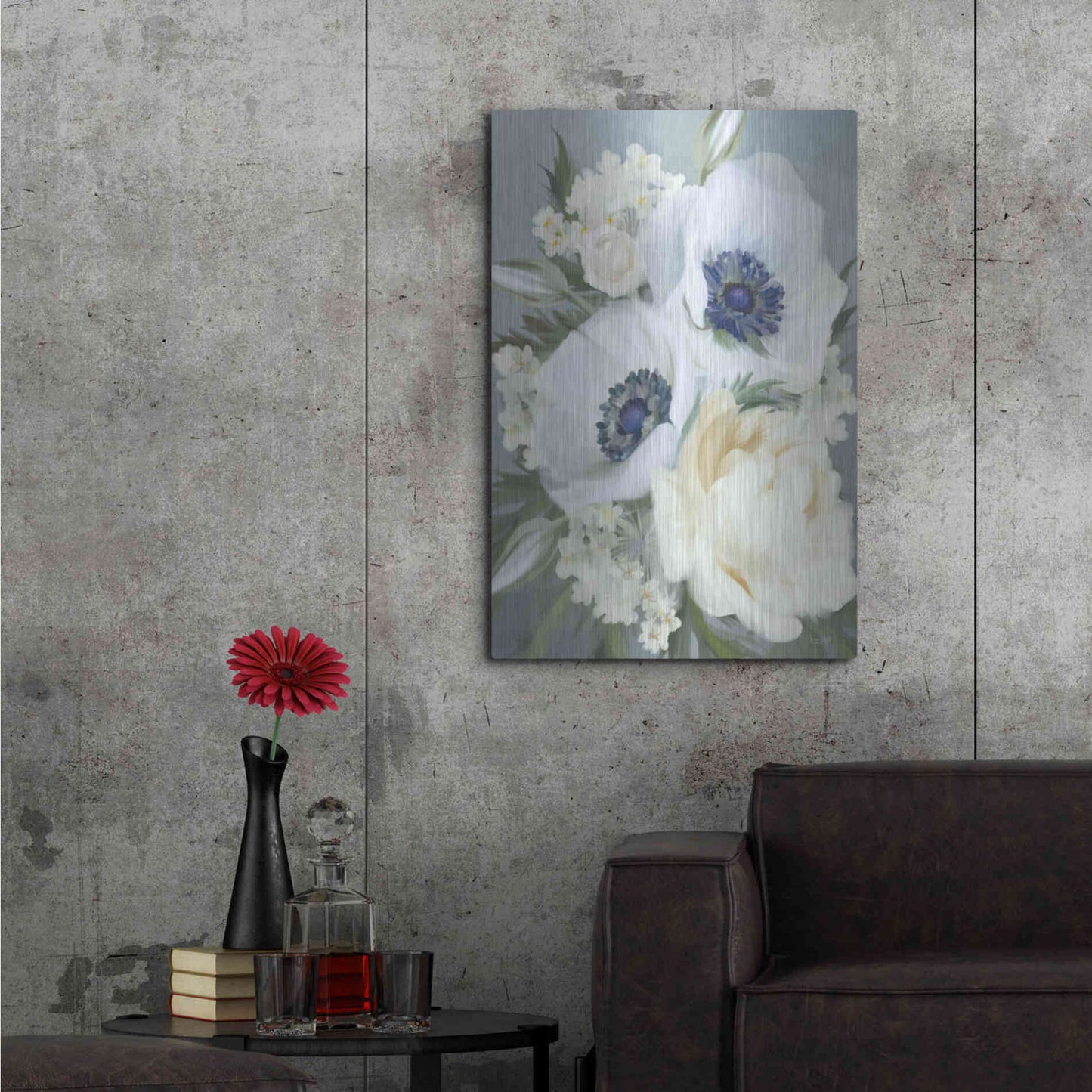 Luxe Metal Art 'Anemones in Blue III' by House Fenway, Metal Wall Art,24x36