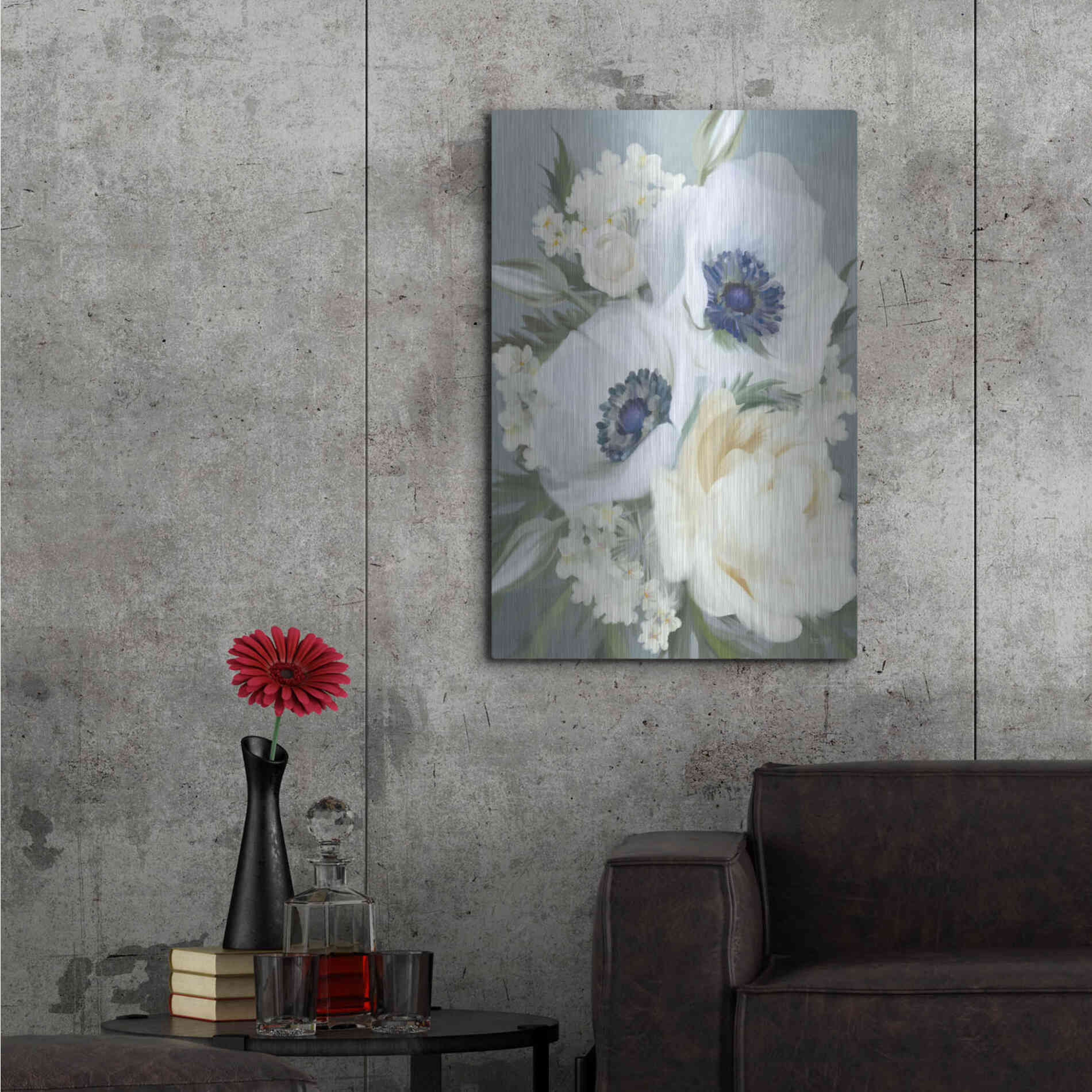 Luxe Metal Art 'Anemones in Blue III' by House Fenway, Metal Wall Art,24x36