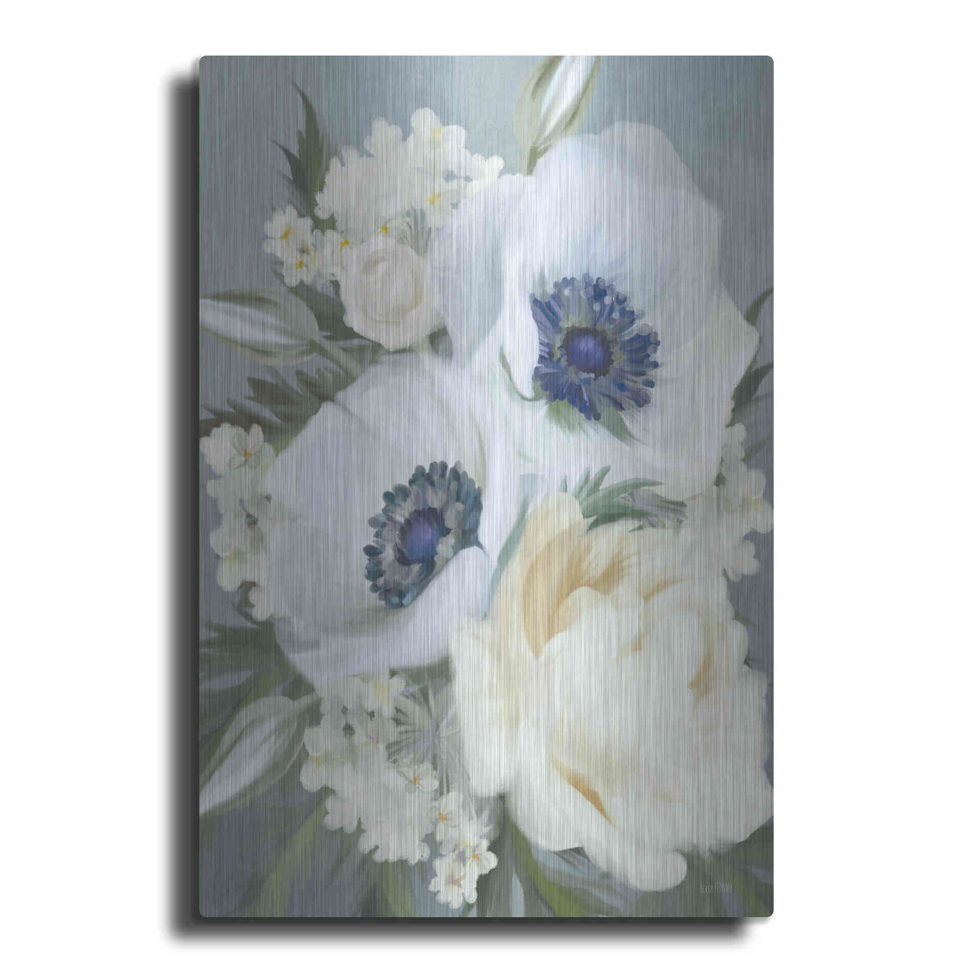 Luxe Metal Art 'Anemones in Blue III' by House Fenway, Metal Wall Art
