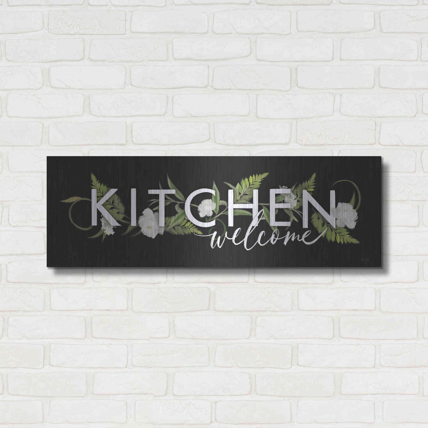 Luxe Metal Art 'Kitchen Welcome' by House Fenway, Metal Wall Art,36x12