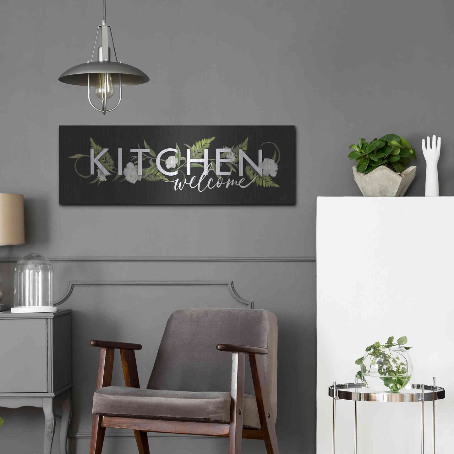 Luxe Metal Art 'Kitchen Welcome' by House Fenway, Metal Wall Art,36x12