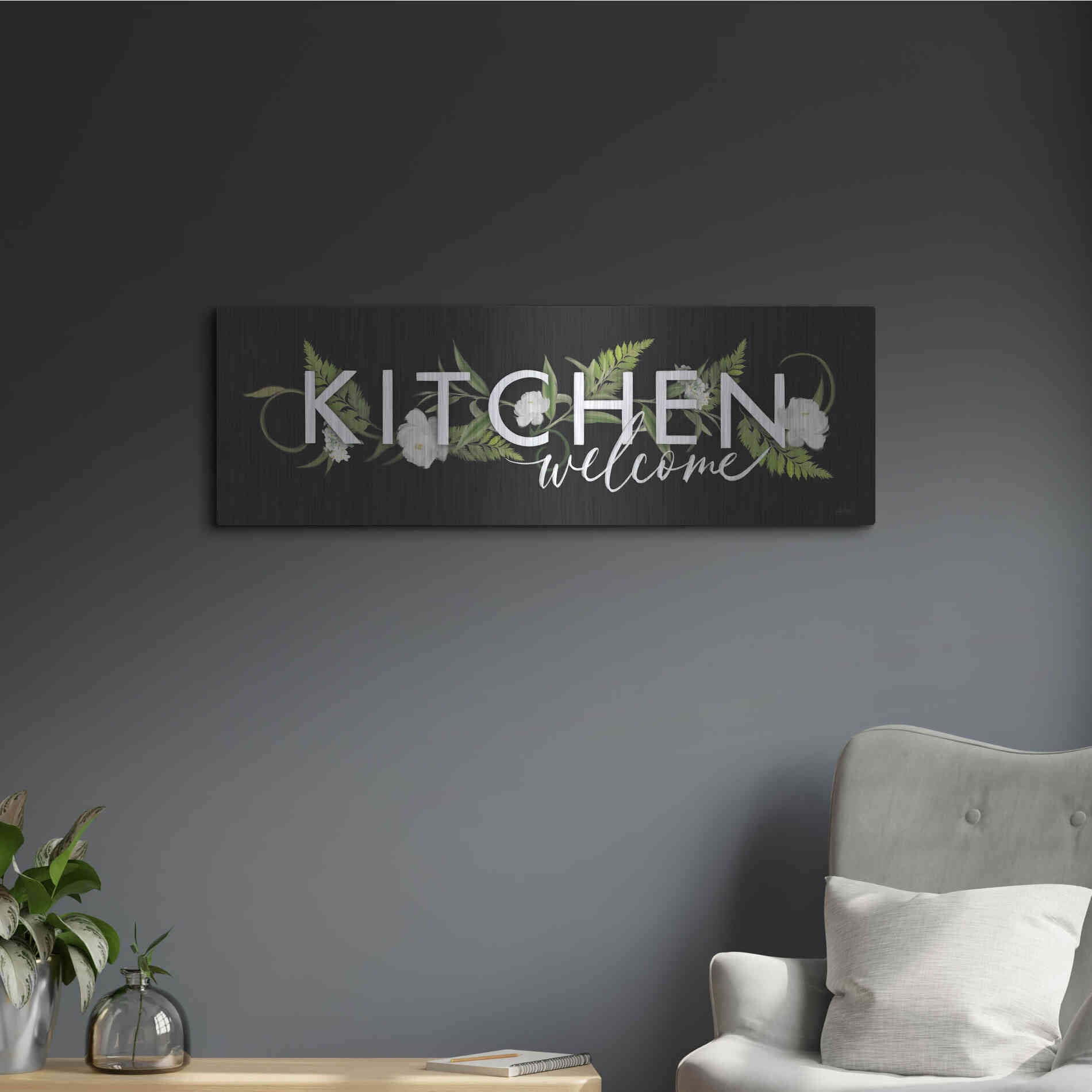 Luxe Metal Art 'Kitchen Welcome' by House Fenway, Metal Wall Art,36x12