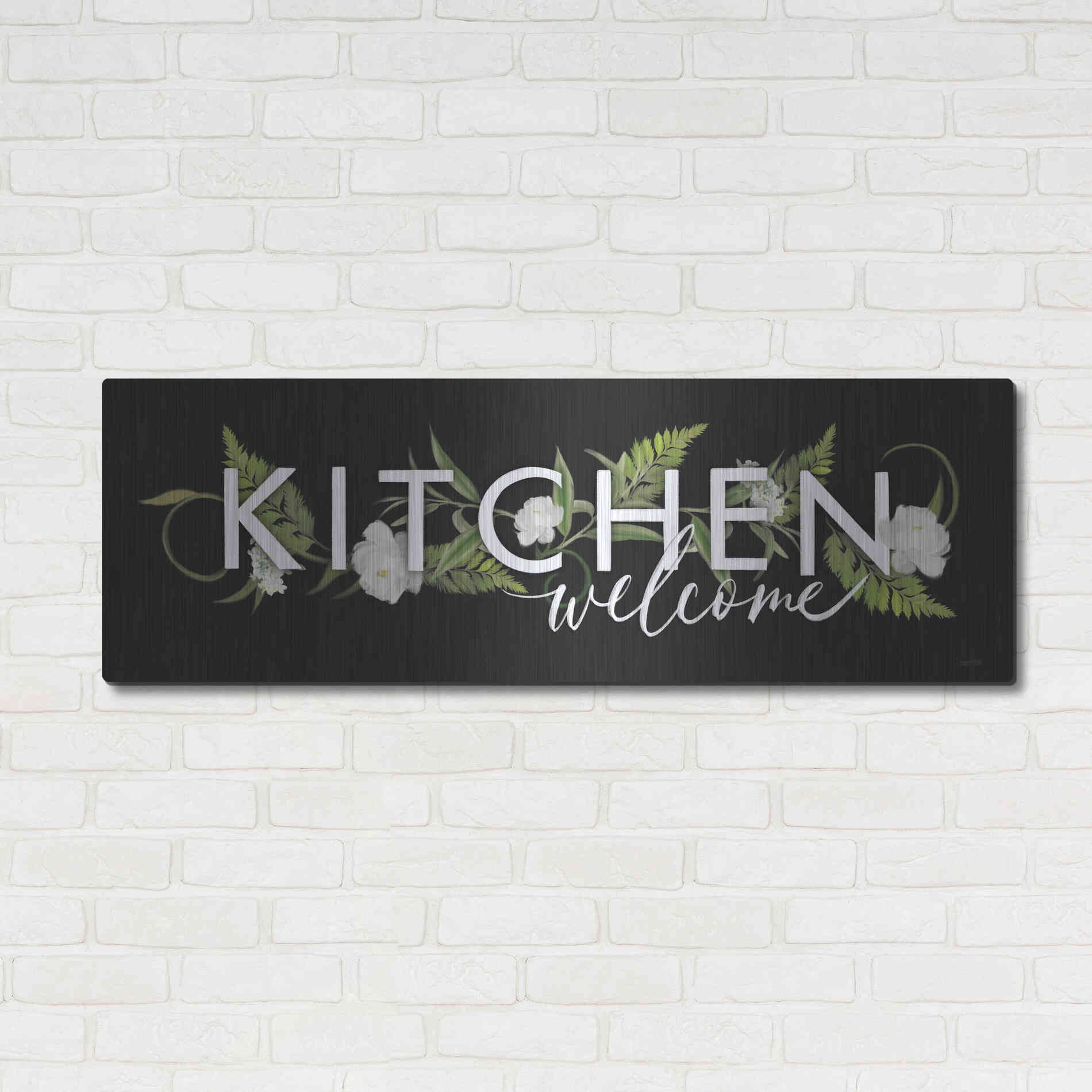 Luxe Metal Art 'Kitchen Welcome' by House Fenway, Metal Wall Art,48x16