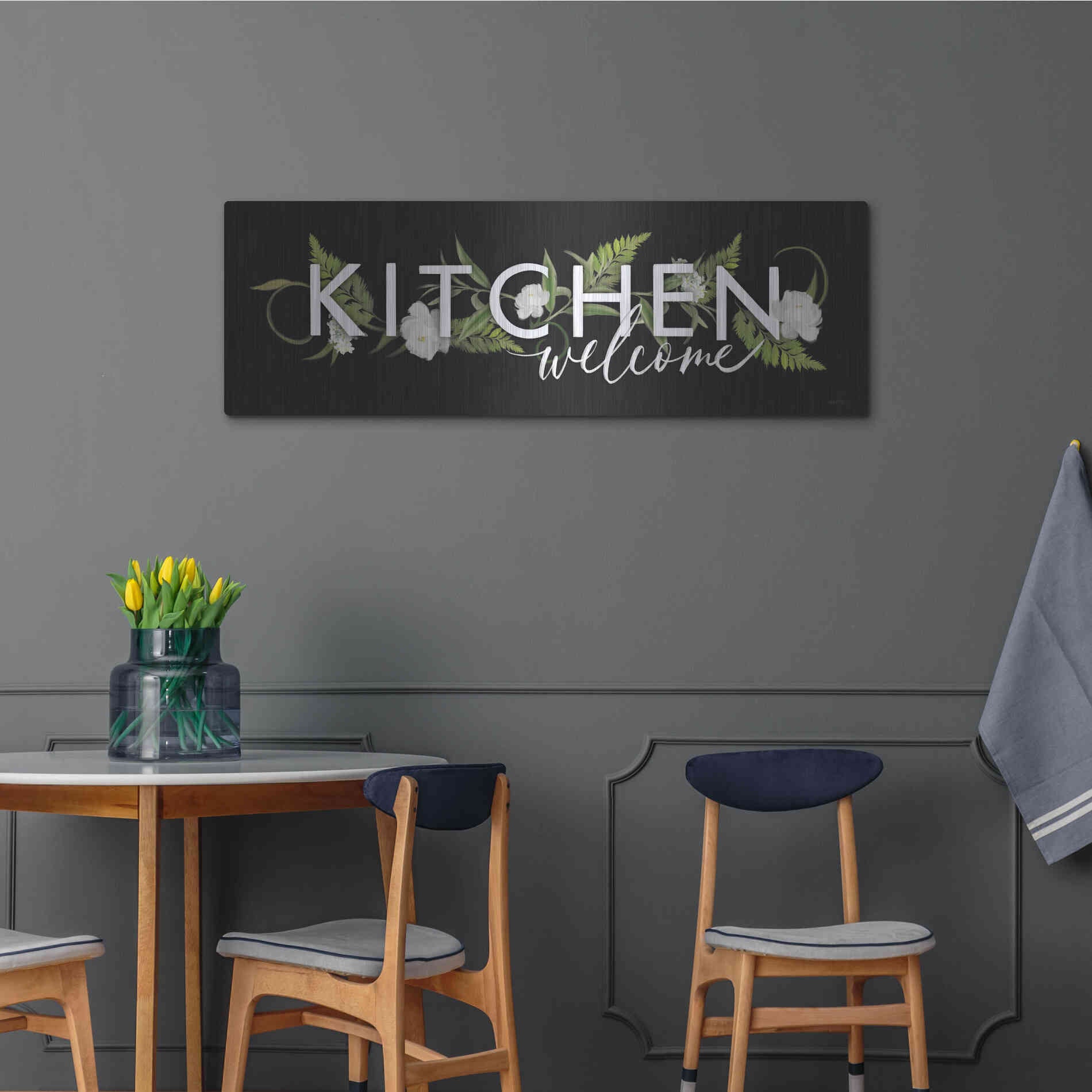Luxe Metal Art 'Kitchen Welcome' by House Fenway, Metal Wall Art,48x16