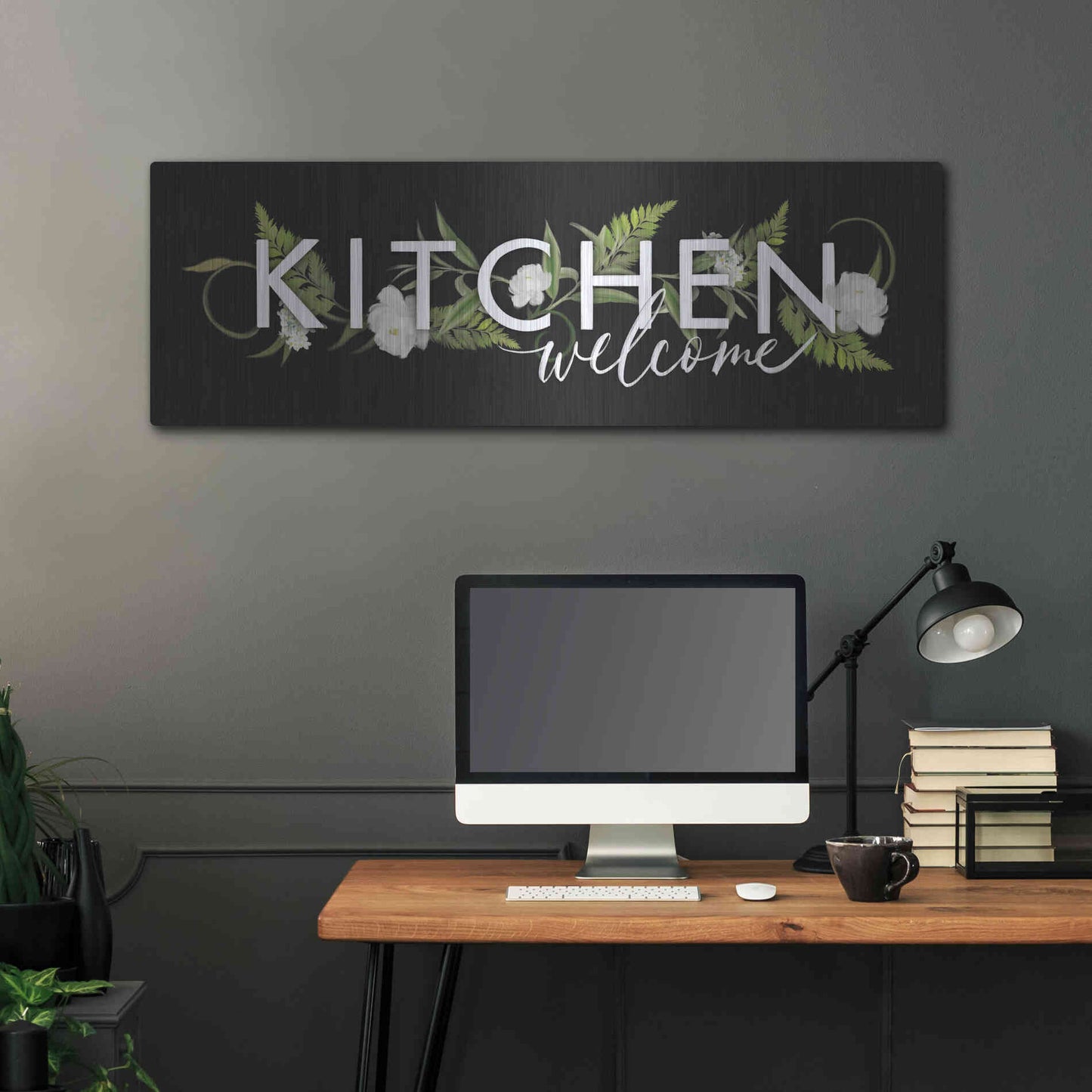 Luxe Metal Art 'Kitchen Welcome' by House Fenway, Metal Wall Art,48x16