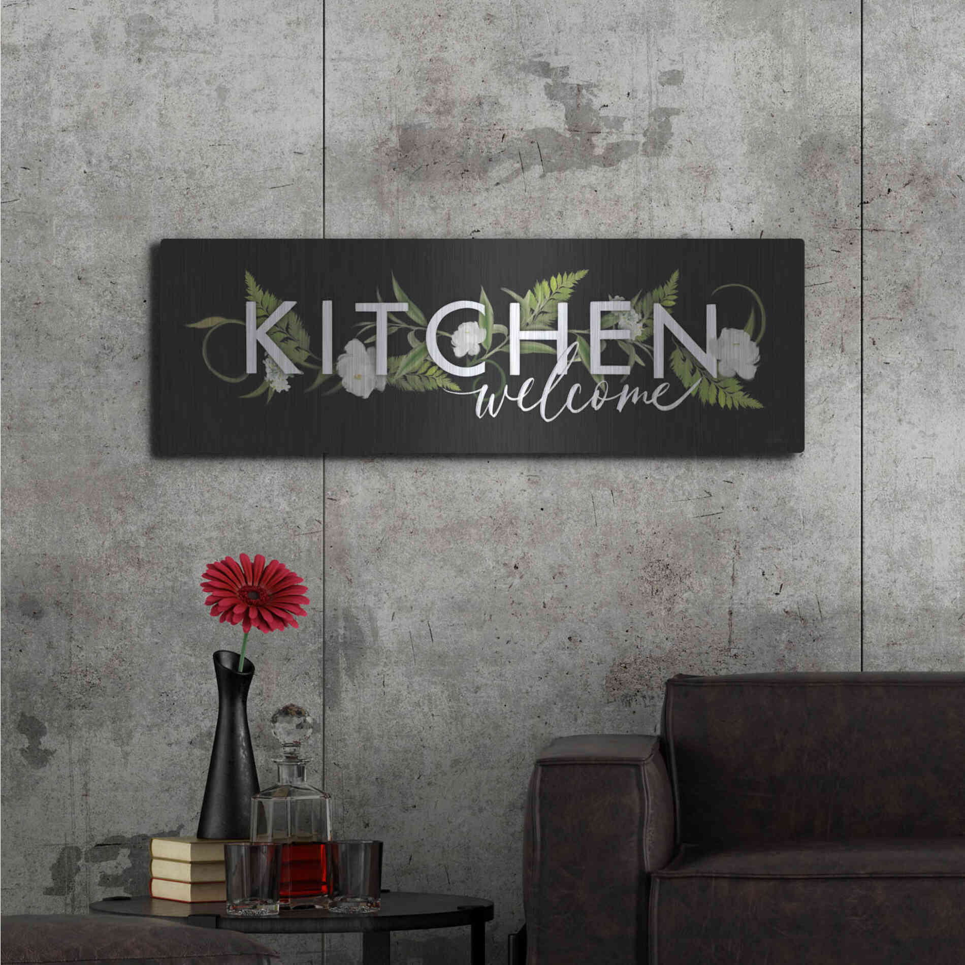 Luxe Metal Art 'Kitchen Welcome' by House Fenway, Metal Wall Art,48x16