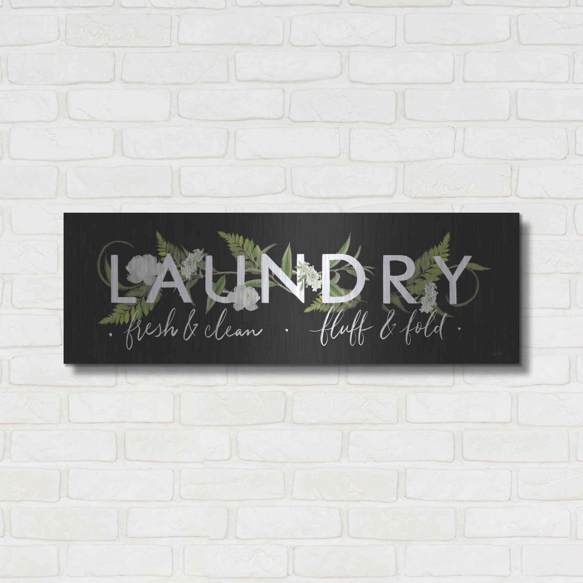 Luxe Metal Art 'Laundry Sign' by House Fenway, Metal Wall Art,36x12