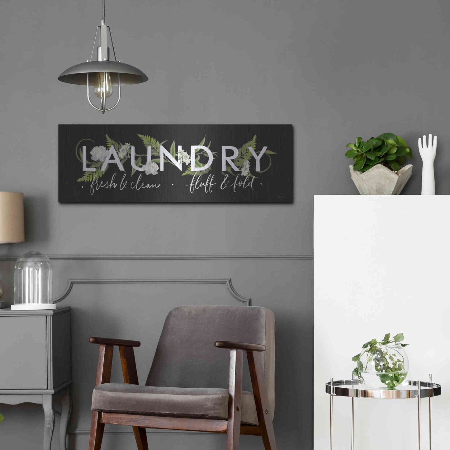 Luxe Metal Art 'Laundry Sign' by House Fenway, Metal Wall Art,36x12