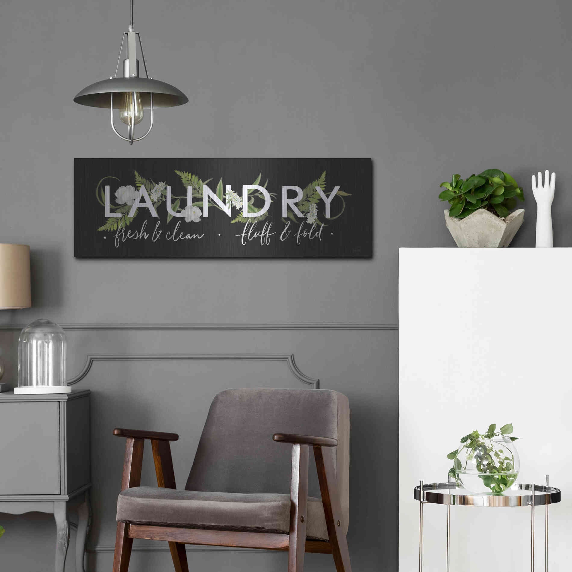 Luxe Metal Art 'Laundry Sign' by House Fenway, Metal Wall Art,36x12