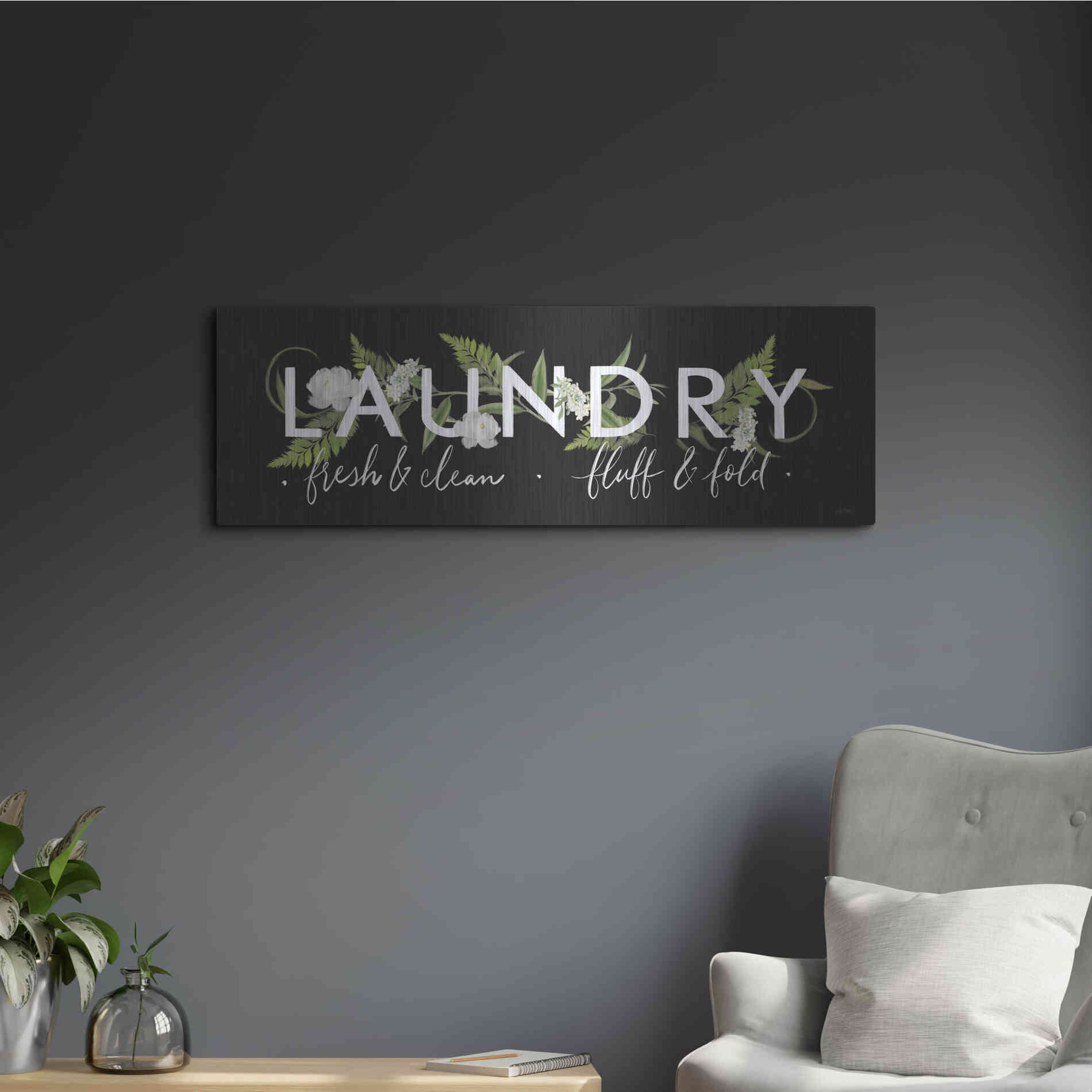 Luxe Metal Art 'Laundry Sign' by House Fenway, Metal Wall Art,36x12