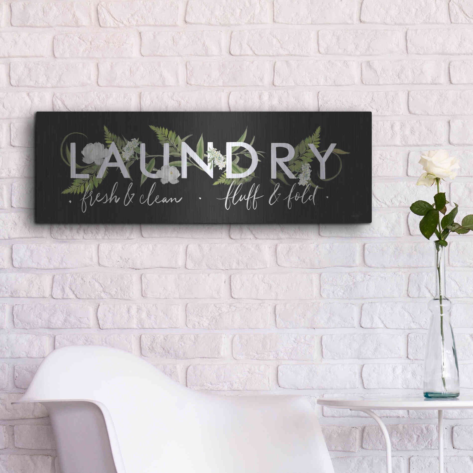 Luxe Metal Art 'Laundry Sign' by House Fenway, Metal Wall Art,36x12