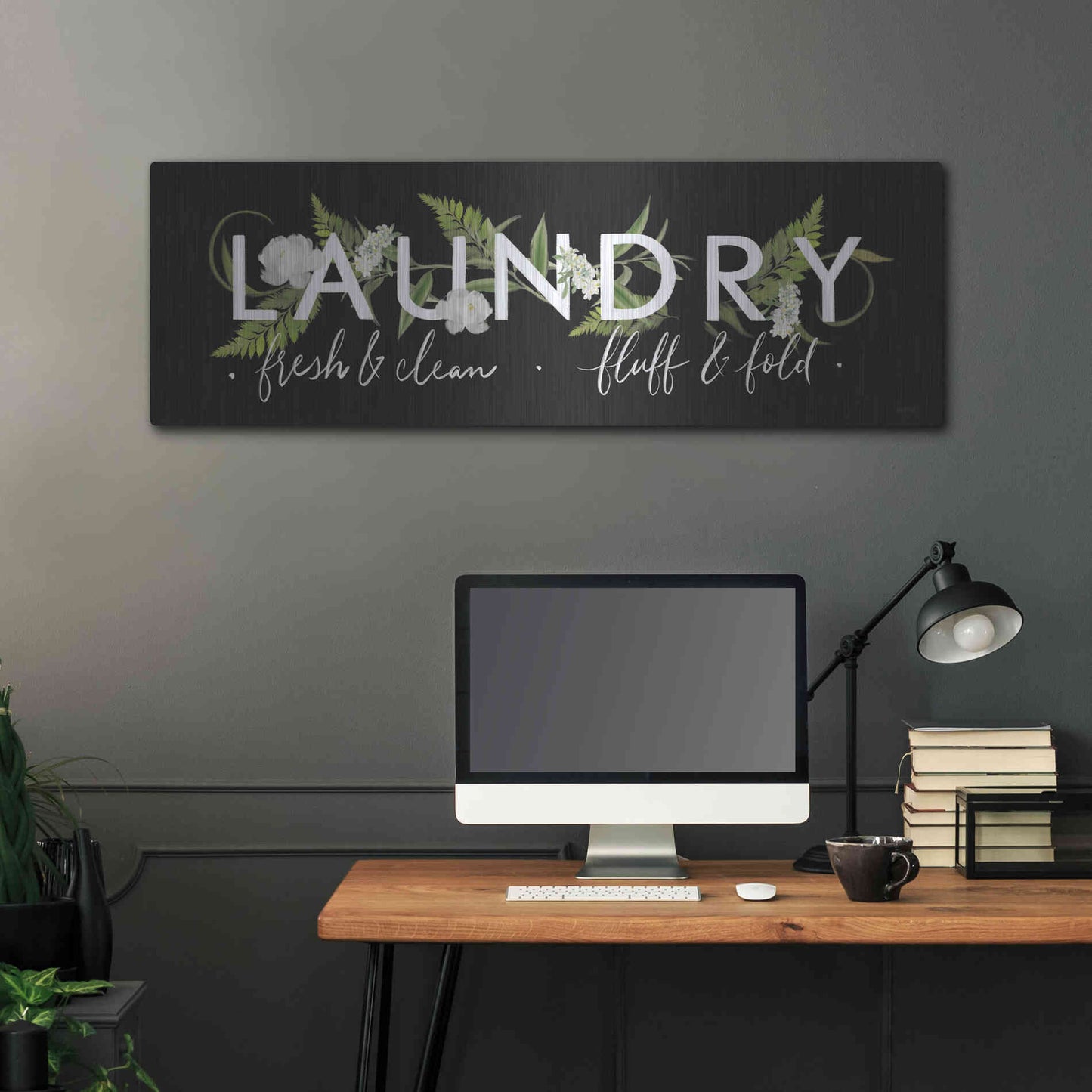 Luxe Metal Art 'Laundry Sign' by House Fenway, Metal Wall Art,48x16