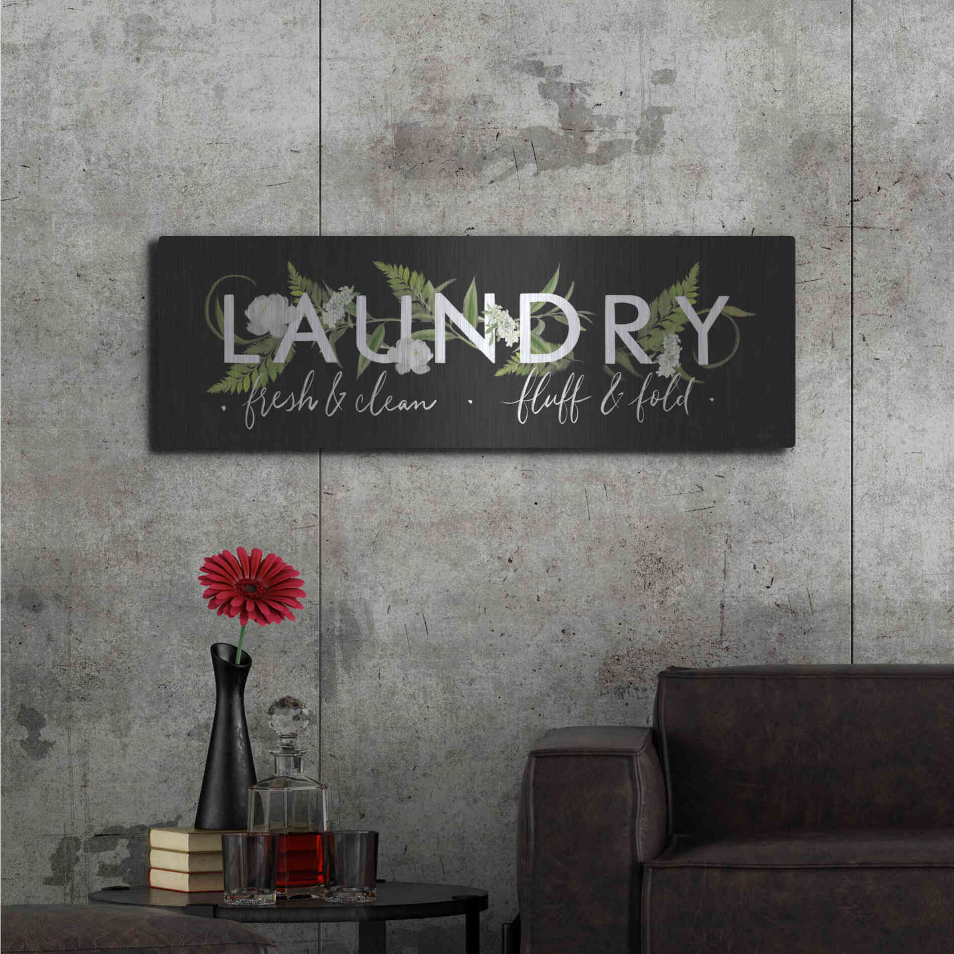 Luxe Metal Art 'Laundry Sign' by House Fenway, Metal Wall Art,48x16