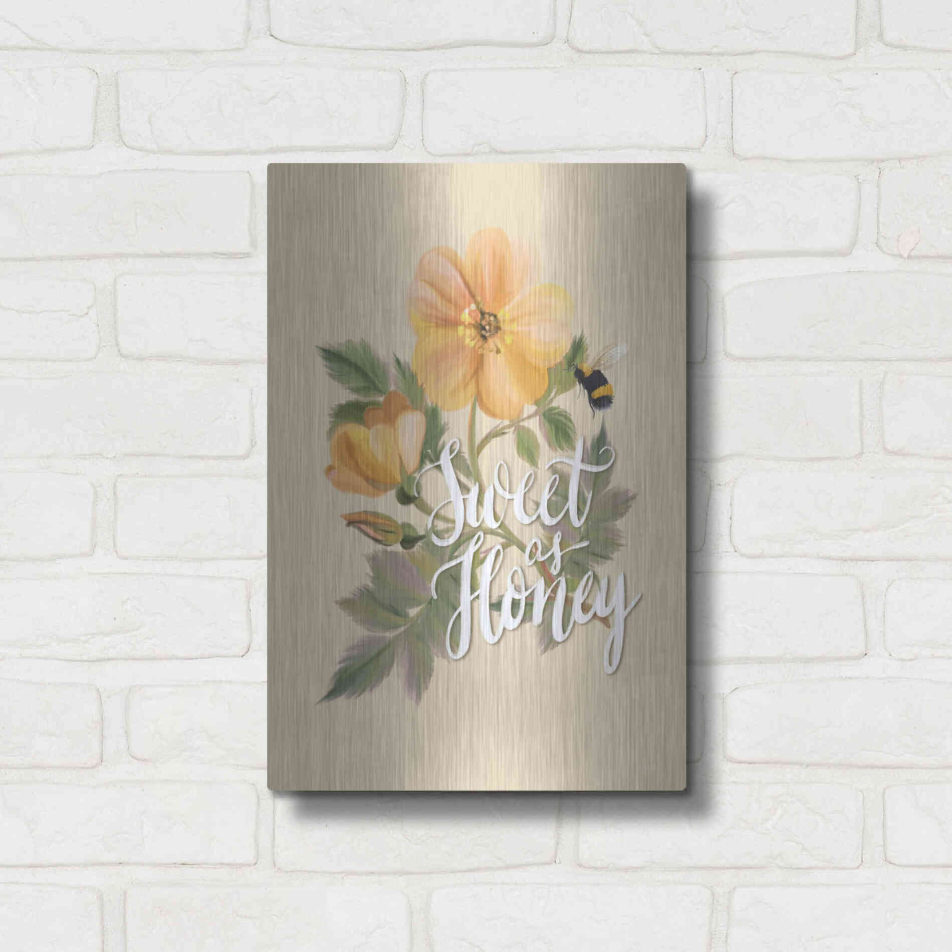 Luxe Metal Art 'Sweet as Honey   ' by House Fenway, Metal Wall Art,12x16