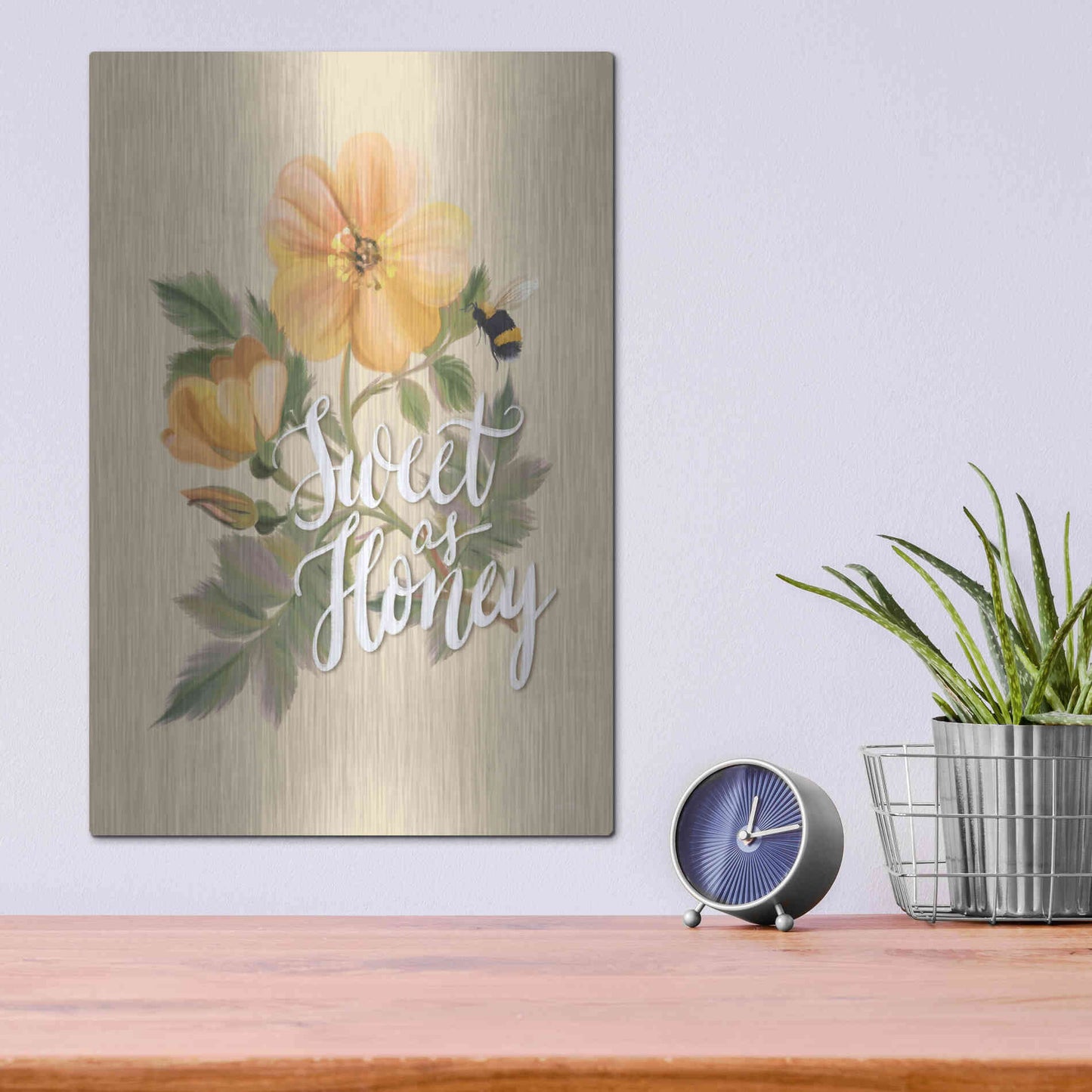 Luxe Metal Art 'Sweet as Honey   ' by House Fenway, Metal Wall Art,12x16