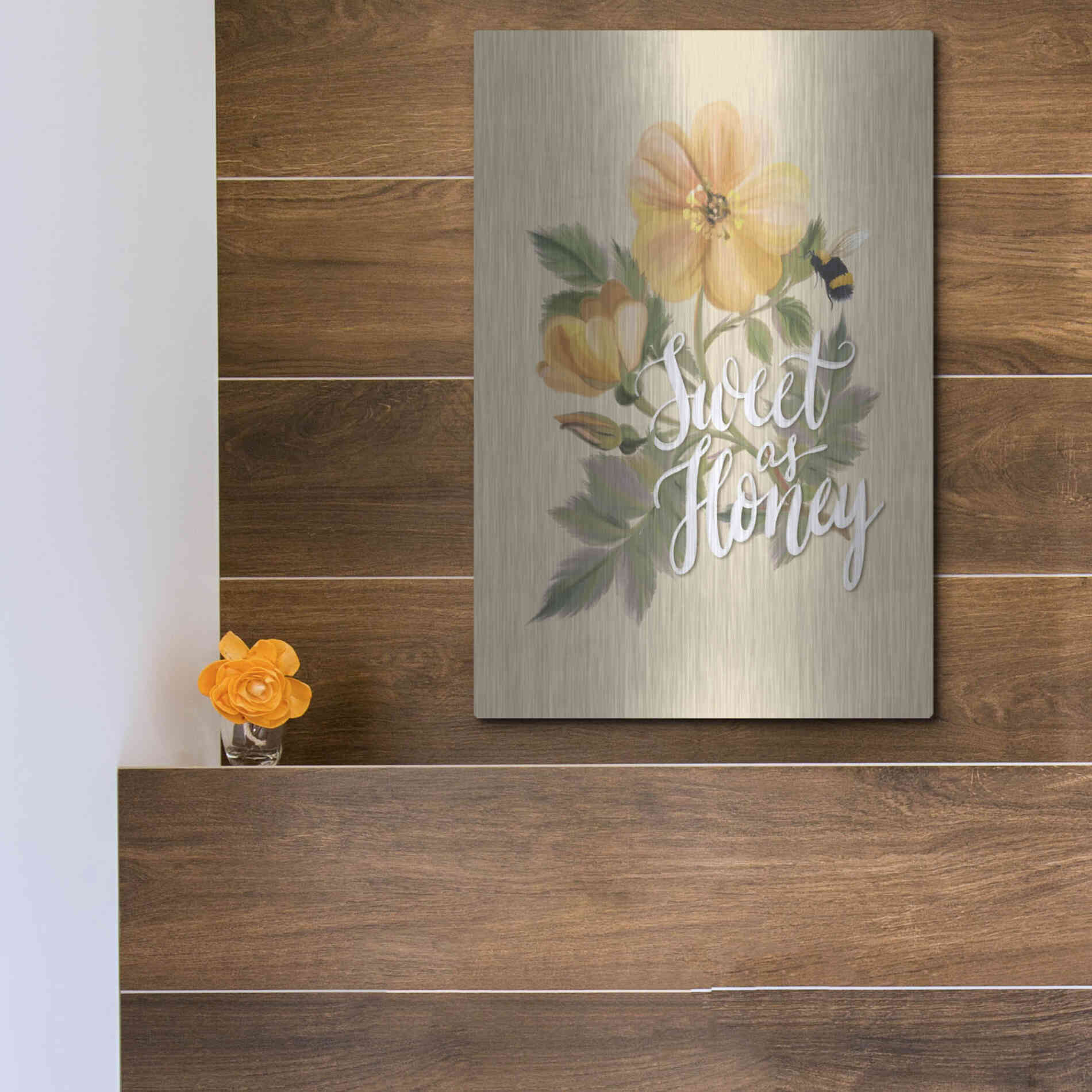 Luxe Metal Art 'Sweet as Honey   ' by House Fenway, Metal Wall Art,12x16