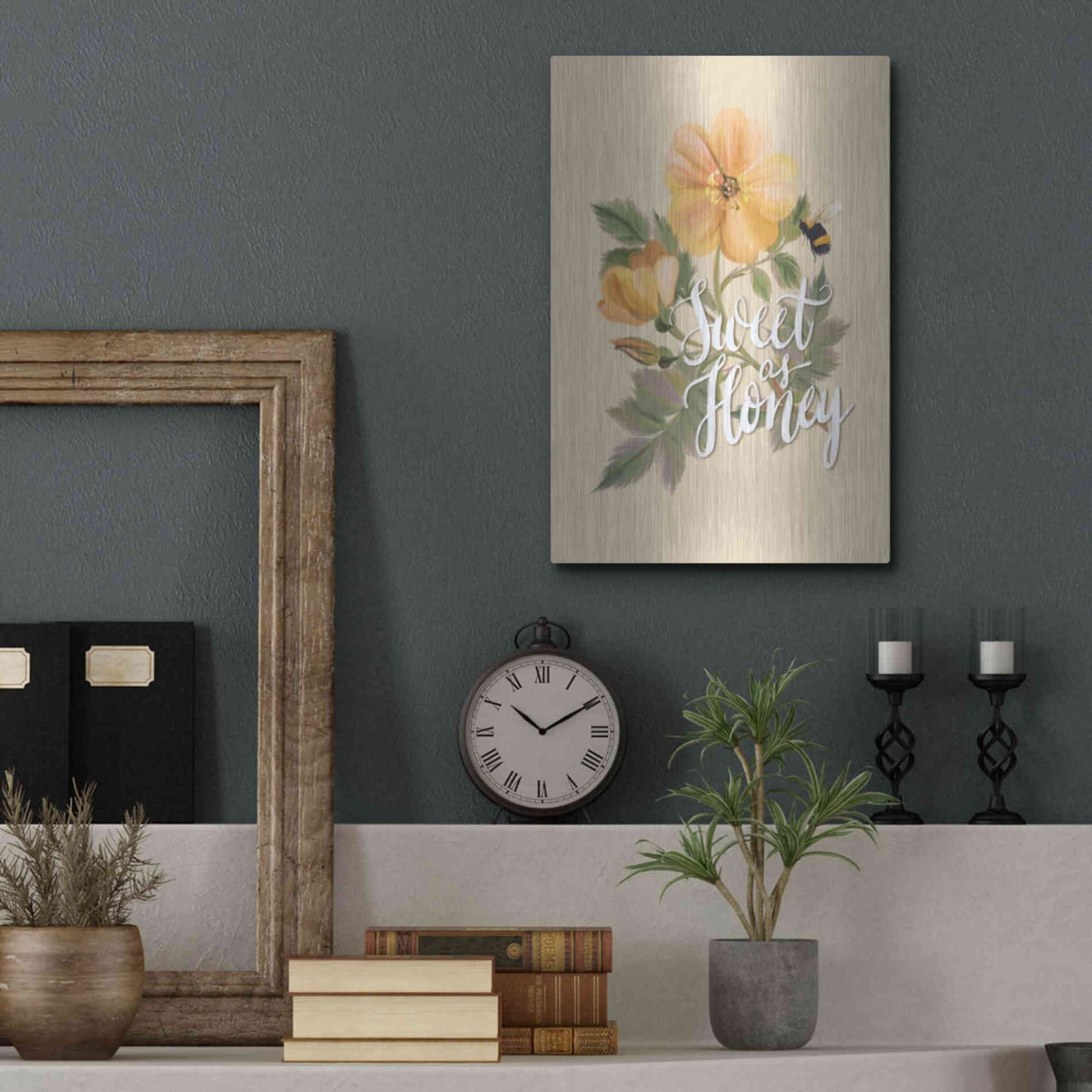 Luxe Metal Art 'Sweet as Honey   ' by House Fenway, Metal Wall Art,12x16