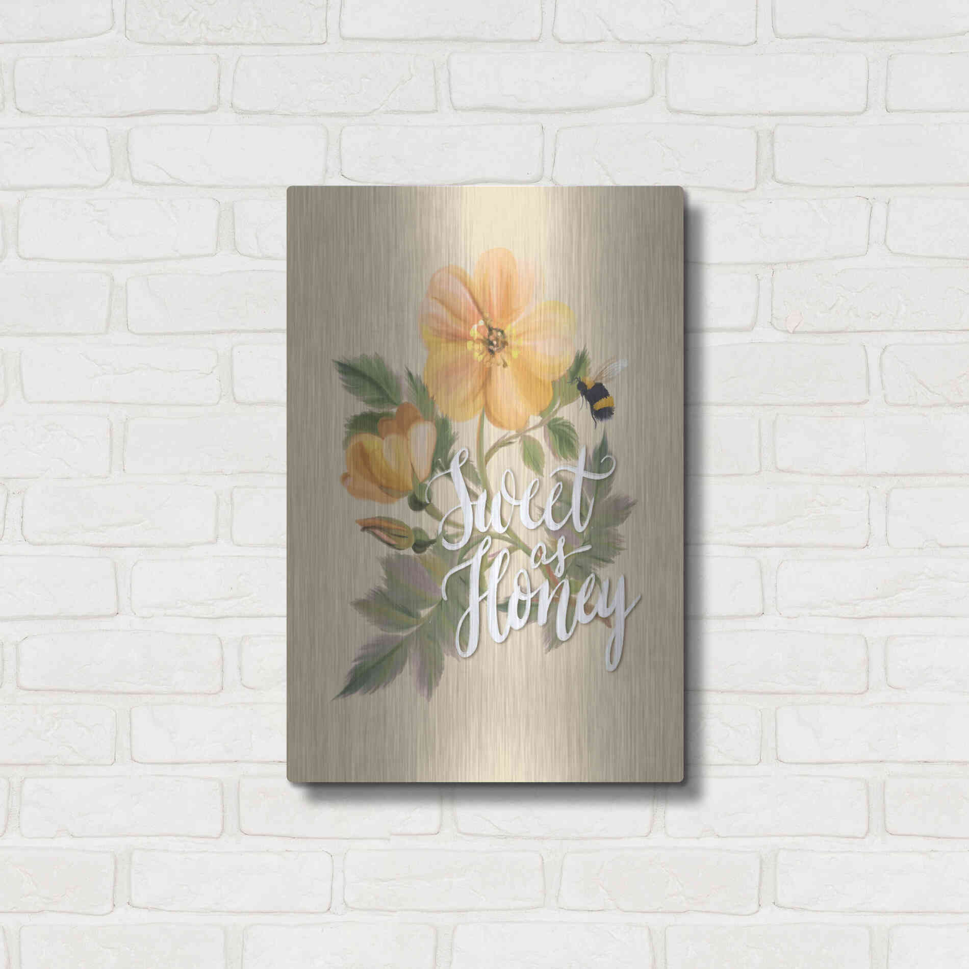 Luxe Metal Art 'Sweet as Honey   ' by House Fenway, Metal Wall Art,16x24