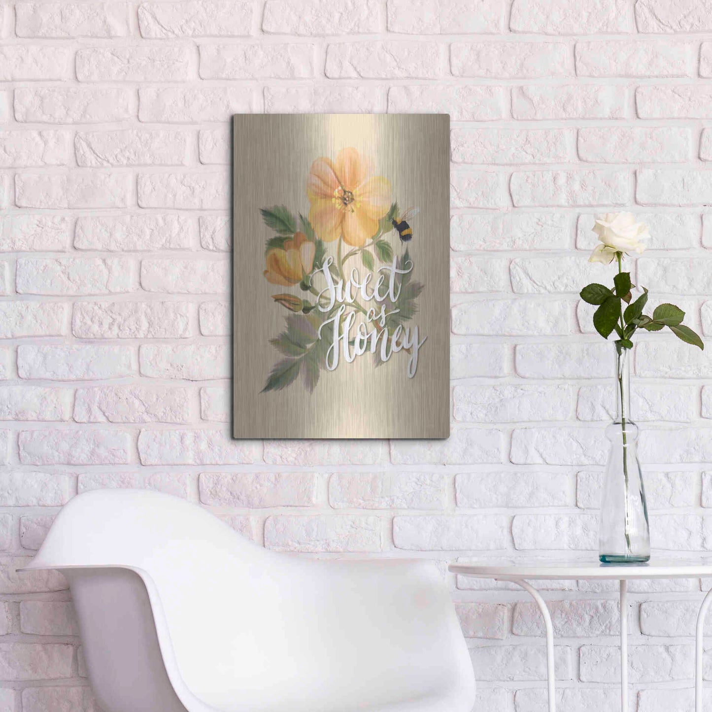 Luxe Metal Art 'Sweet as Honey   ' by House Fenway, Metal Wall Art,16x24