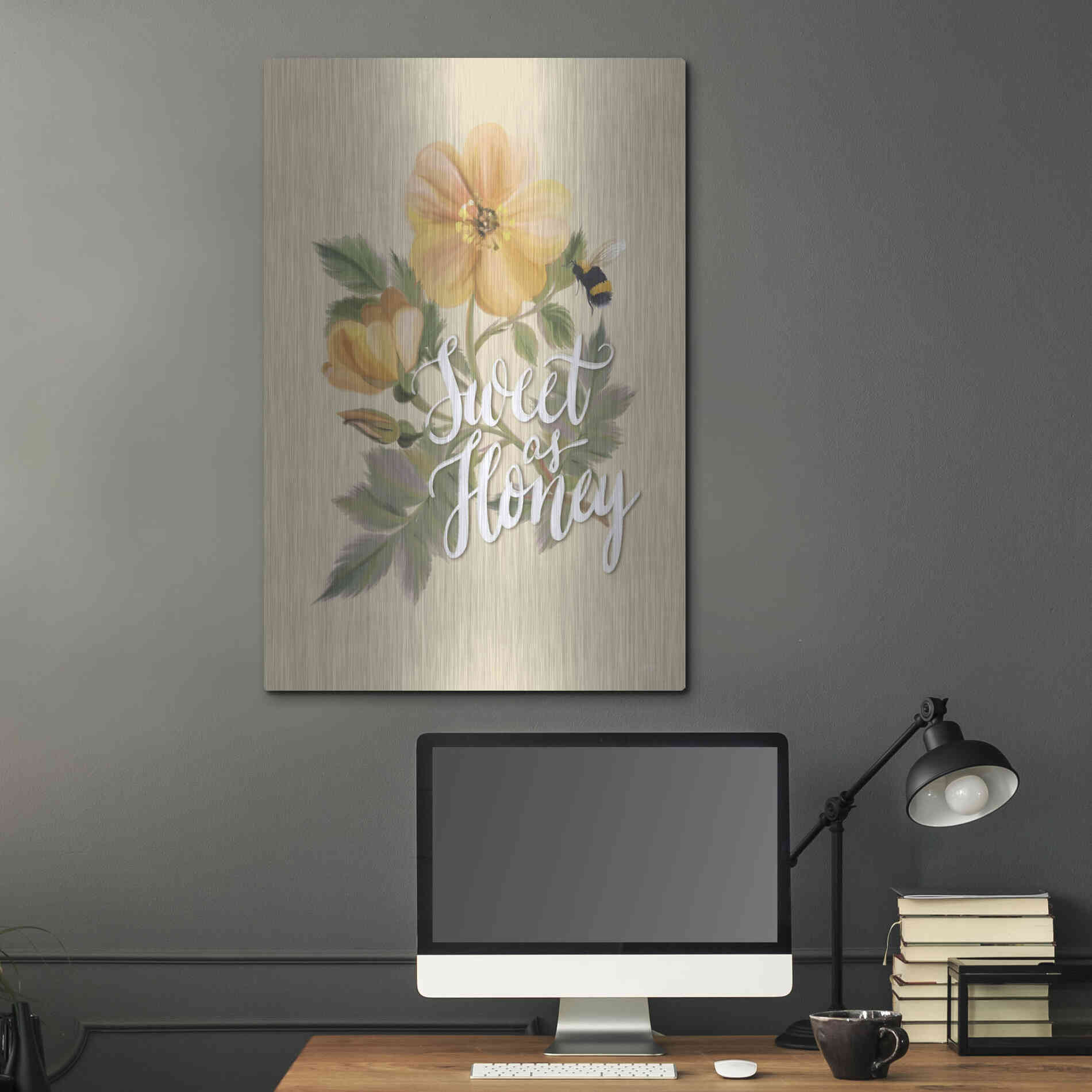 Luxe Metal Art 'Sweet as Honey   ' by House Fenway, Metal Wall Art,24x36