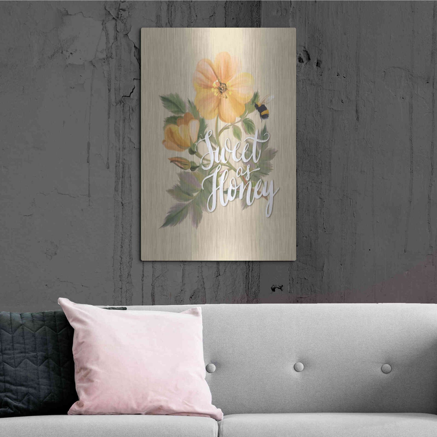Luxe Metal Art 'Sweet as Honey   ' by House Fenway, Metal Wall Art,24x36