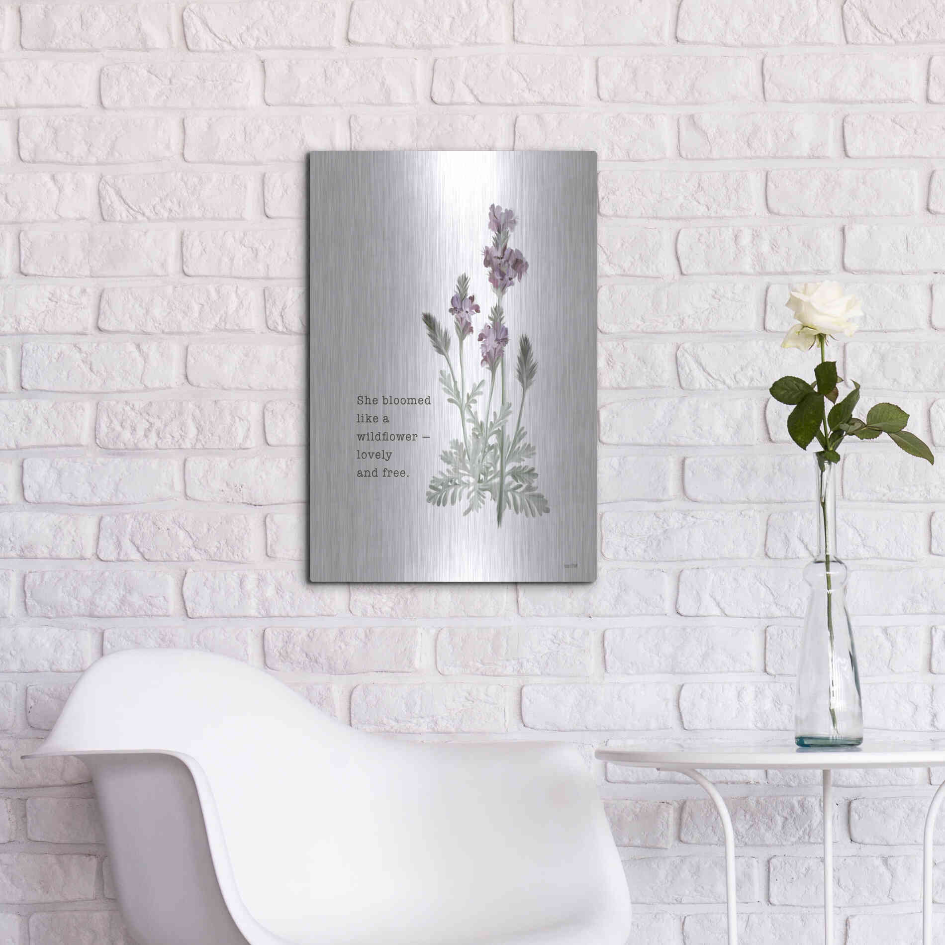 Luxe Metal Art 'Lovely and Free   ' by House Fenway, Metal Wall Art,16x24