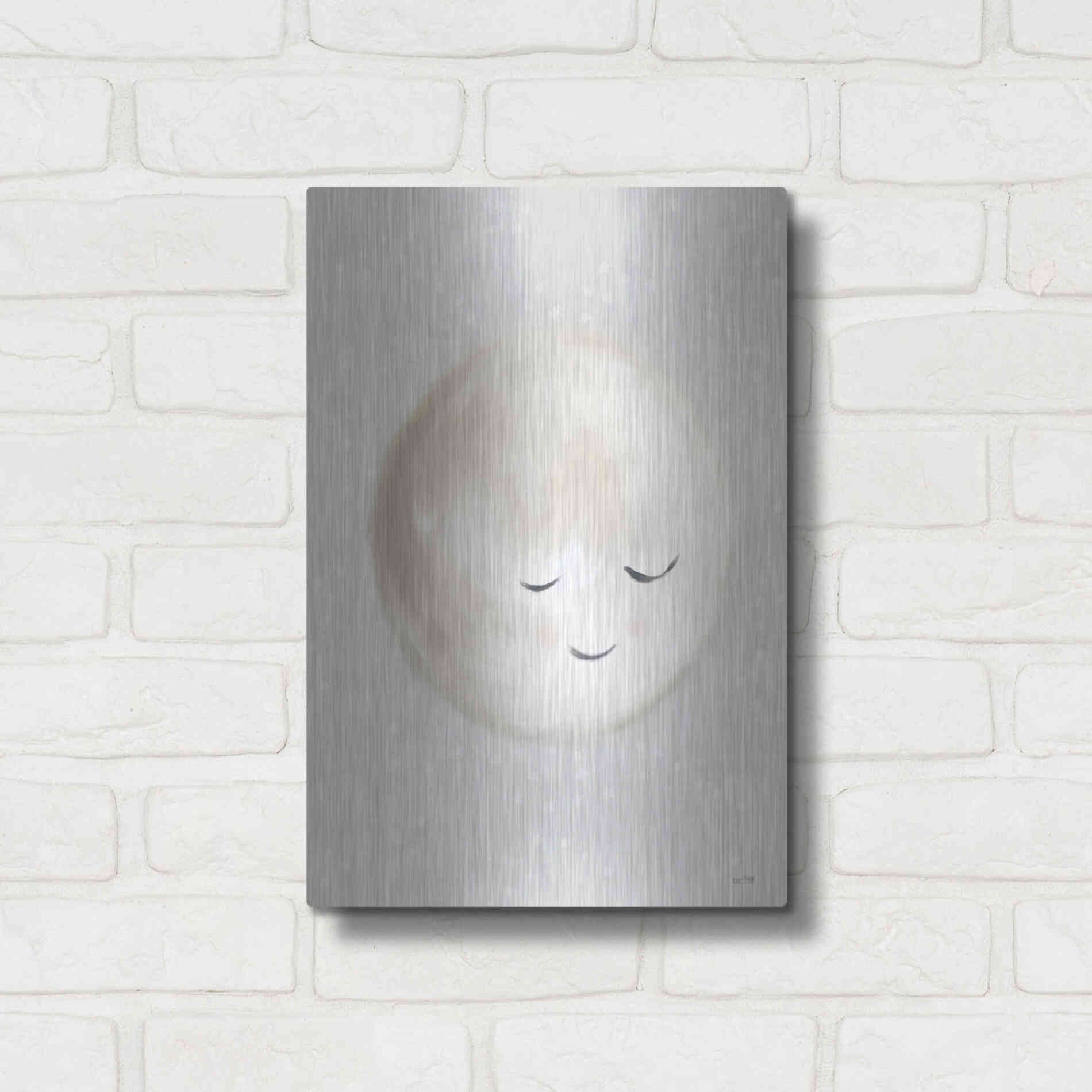 Luxe Metal Art 'Happy Little Moon I  ' by House Fenway, Metal Wall Art,12x16