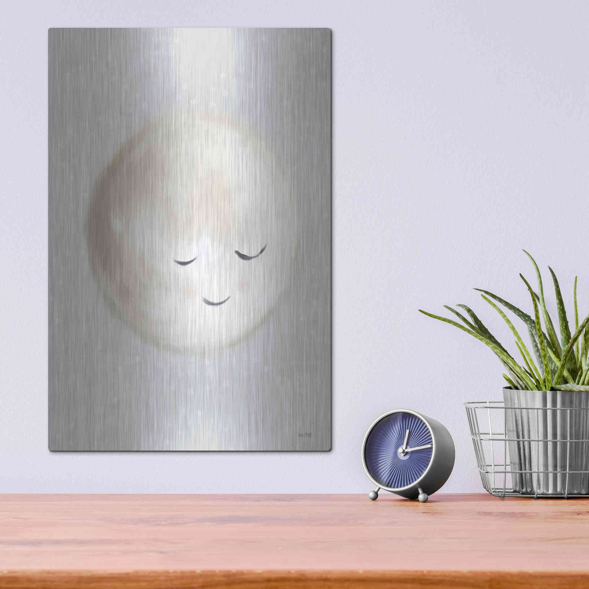 Luxe Metal Art 'Happy Little Moon I  ' by House Fenway, Metal Wall Art,12x16