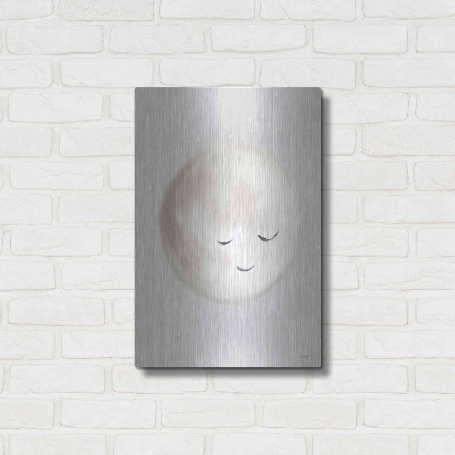 Luxe Metal Art 'Happy Little Moon I  ' by House Fenway, Metal Wall Art,16x24
