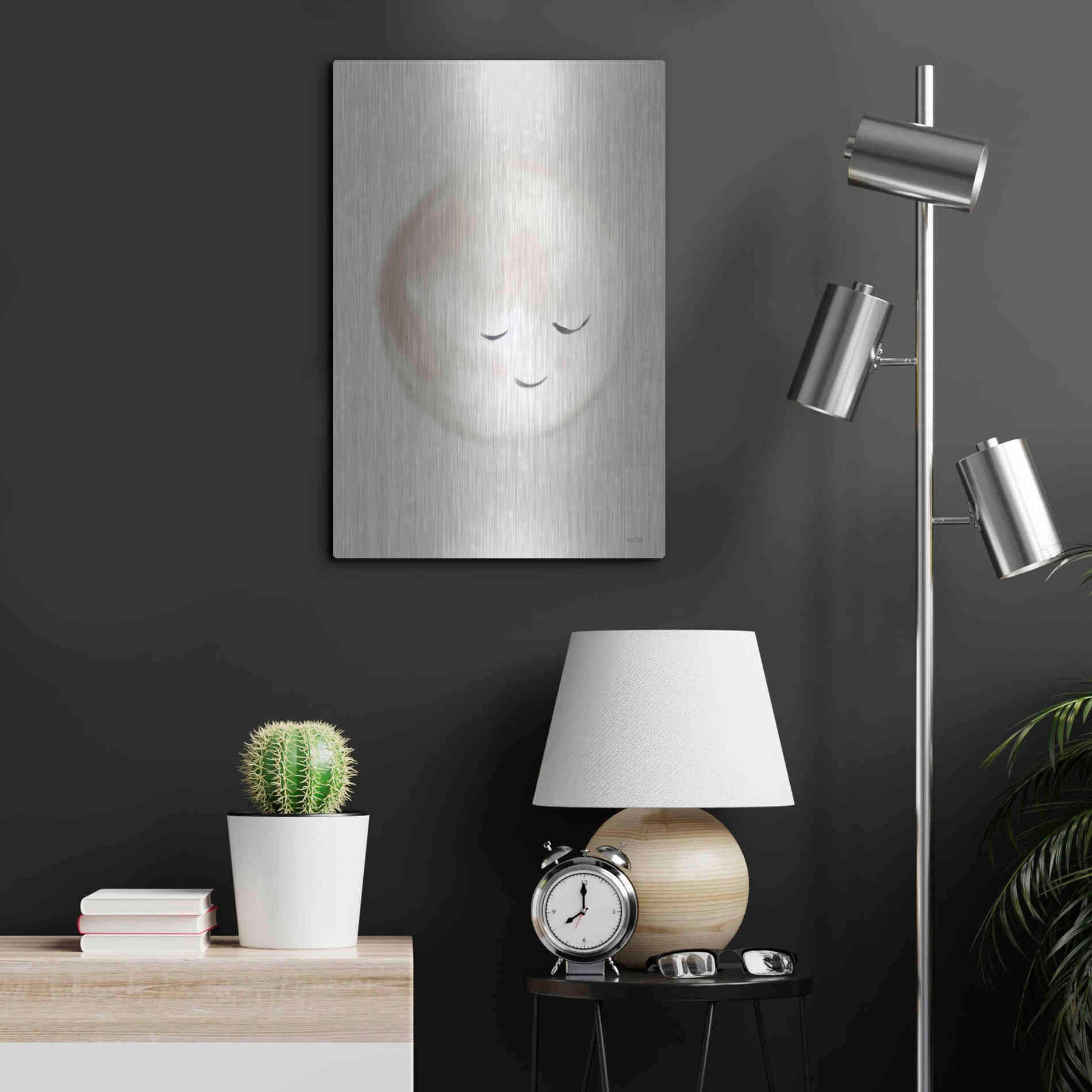 Luxe Metal Art 'Happy Little Moon I  ' by House Fenway, Metal Wall Art,16x24