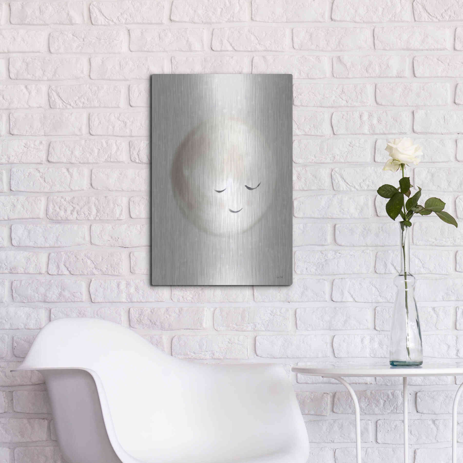 Luxe Metal Art 'Happy Little Moon I  ' by House Fenway, Metal Wall Art,16x24