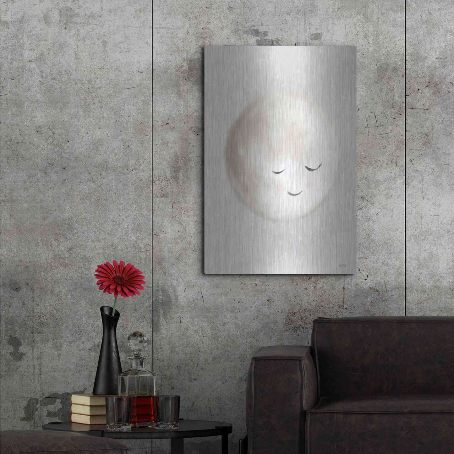 Luxe Metal Art 'Happy Little Moon I  ' by House Fenway, Metal Wall Art,24x36