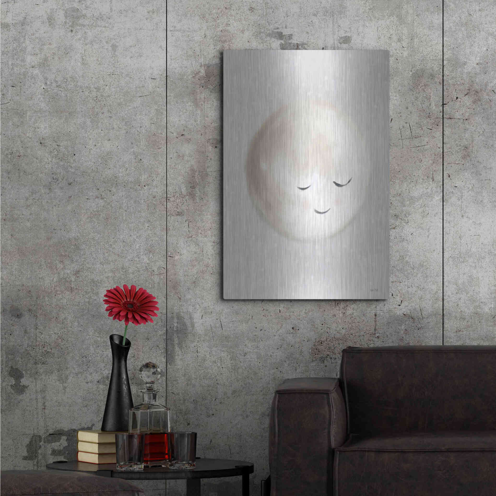 Luxe Metal Art 'Happy Little Moon I  ' by House Fenway, Metal Wall Art,24x36