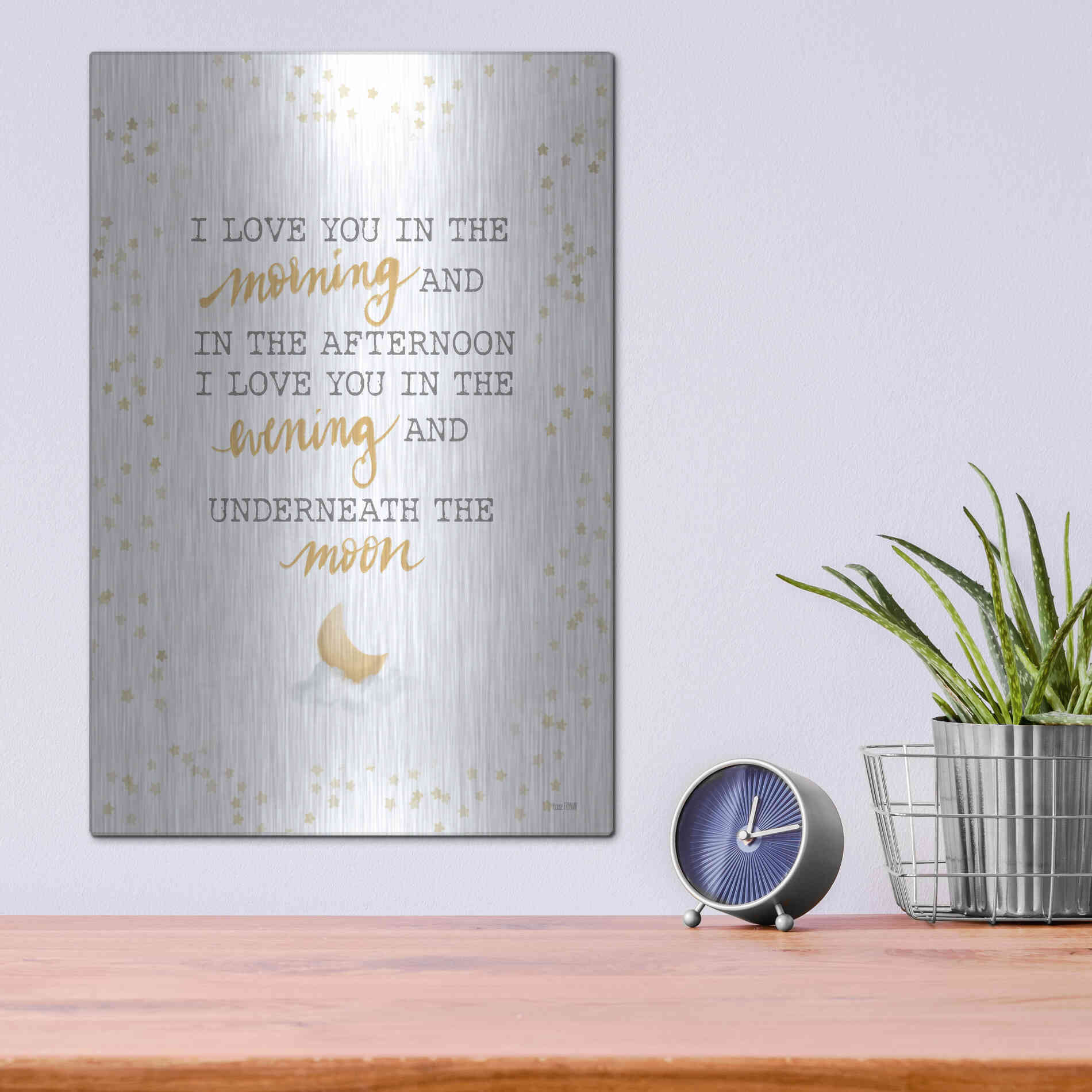 Luxe Metal Art 'Underneath the Moon   ' by House Fenway, Metal Wall Art,12x16