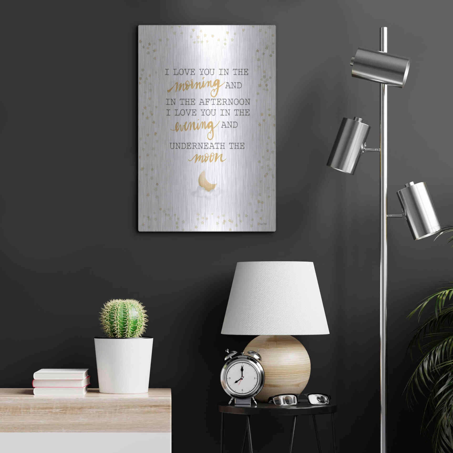 Luxe Metal Art 'Underneath the Moon   ' by House Fenway, Metal Wall Art,16x24