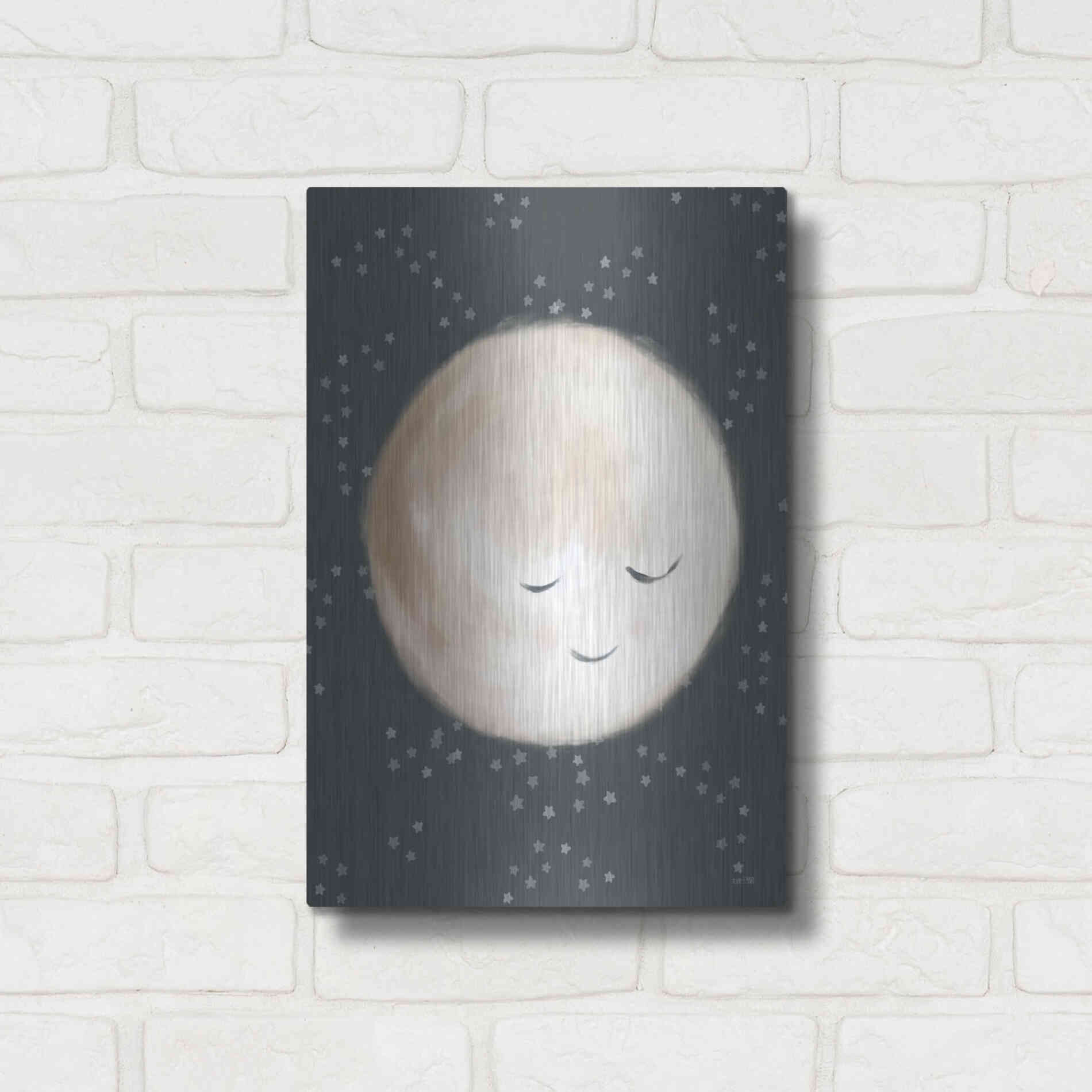 Luxe Metal Art 'Happy Little Moon II  ' by House Fenway, Metal Wall Art,12x16