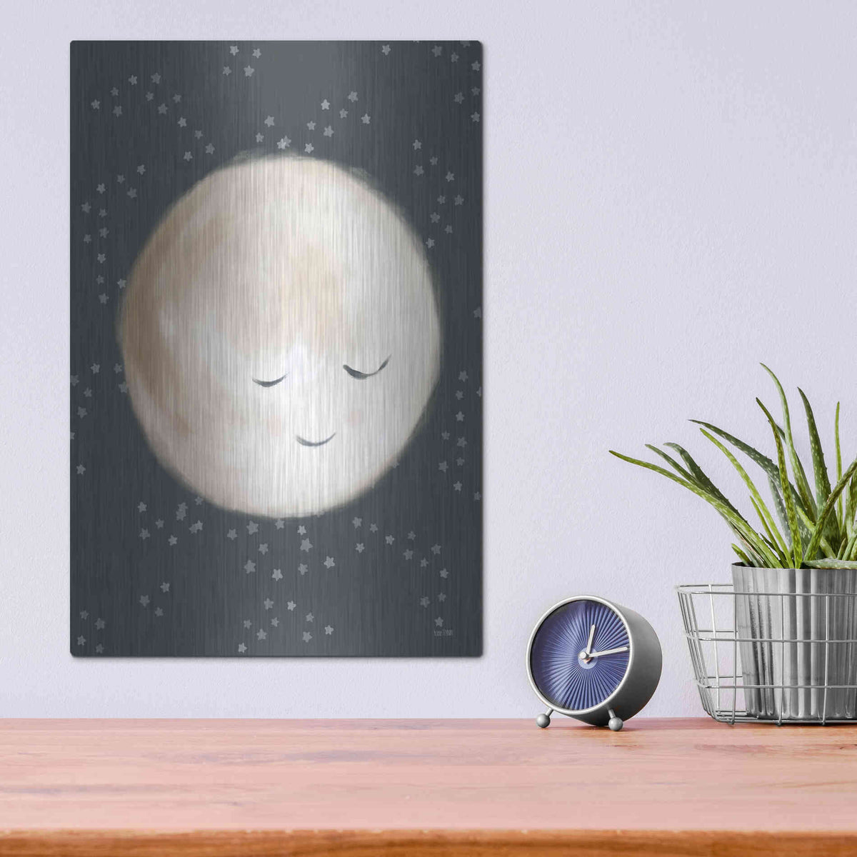 Luxe Metal Art 'Happy Little Moon II  ' by House Fenway, Metal Wall Art,12x16