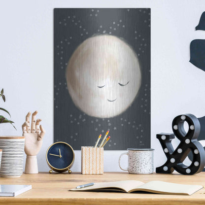Luxe Metal Art 'Happy Little Moon II  ' by House Fenway, Metal Wall Art,12x16