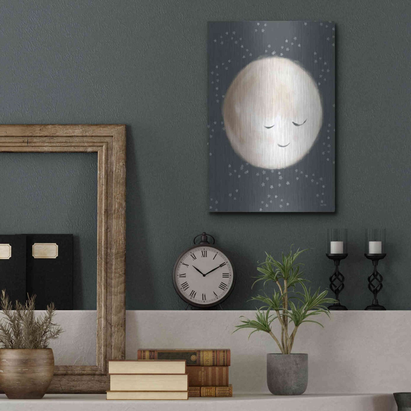 Luxe Metal Art 'Happy Little Moon II  ' by House Fenway, Metal Wall Art,12x16