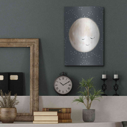 Luxe Metal Art 'Happy Little Moon II  ' by House Fenway, Metal Wall Art,12x16