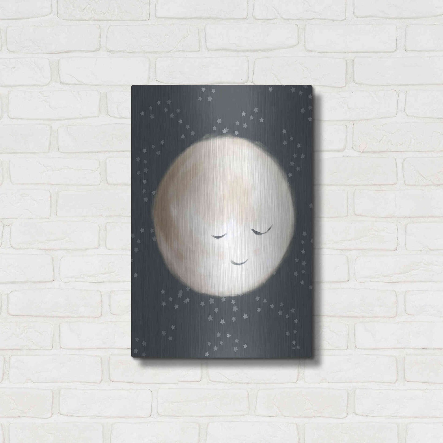Luxe Metal Art 'Happy Little Moon II  ' by House Fenway, Metal Wall Art,16x24