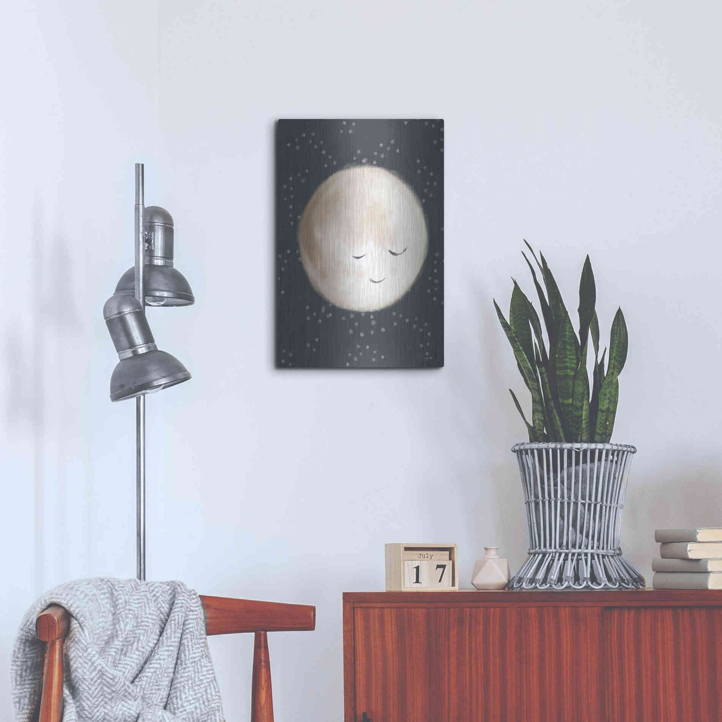Luxe Metal Art 'Happy Little Moon II  ' by House Fenway, Metal Wall Art,16x24