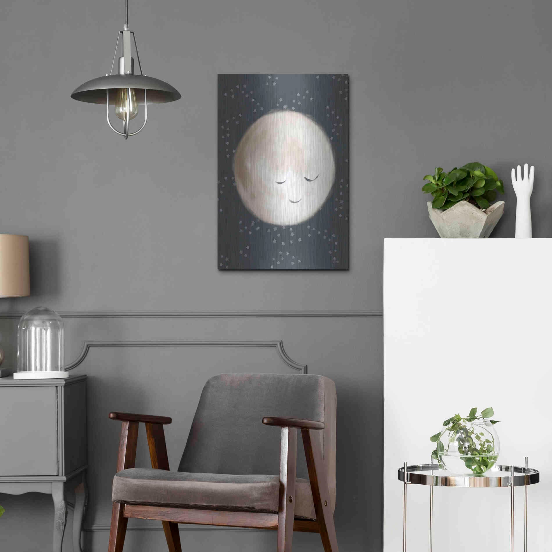 Luxe Metal Art 'Happy Little Moon II  ' by House Fenway, Metal Wall Art,16x24