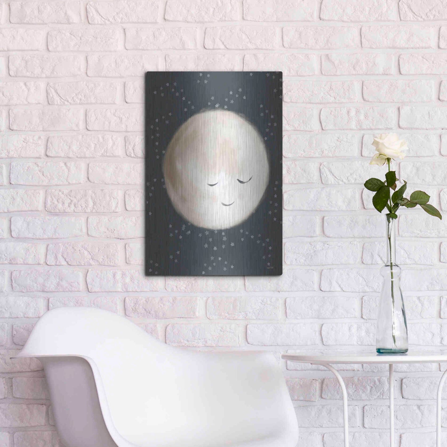 Luxe Metal Art 'Happy Little Moon II  ' by House Fenway, Metal Wall Art,16x24