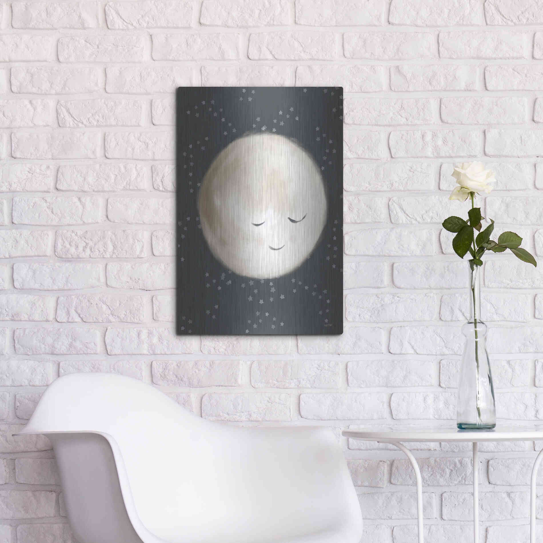 Luxe Metal Art 'Happy Little Moon II  ' by House Fenway, Metal Wall Art,16x24
